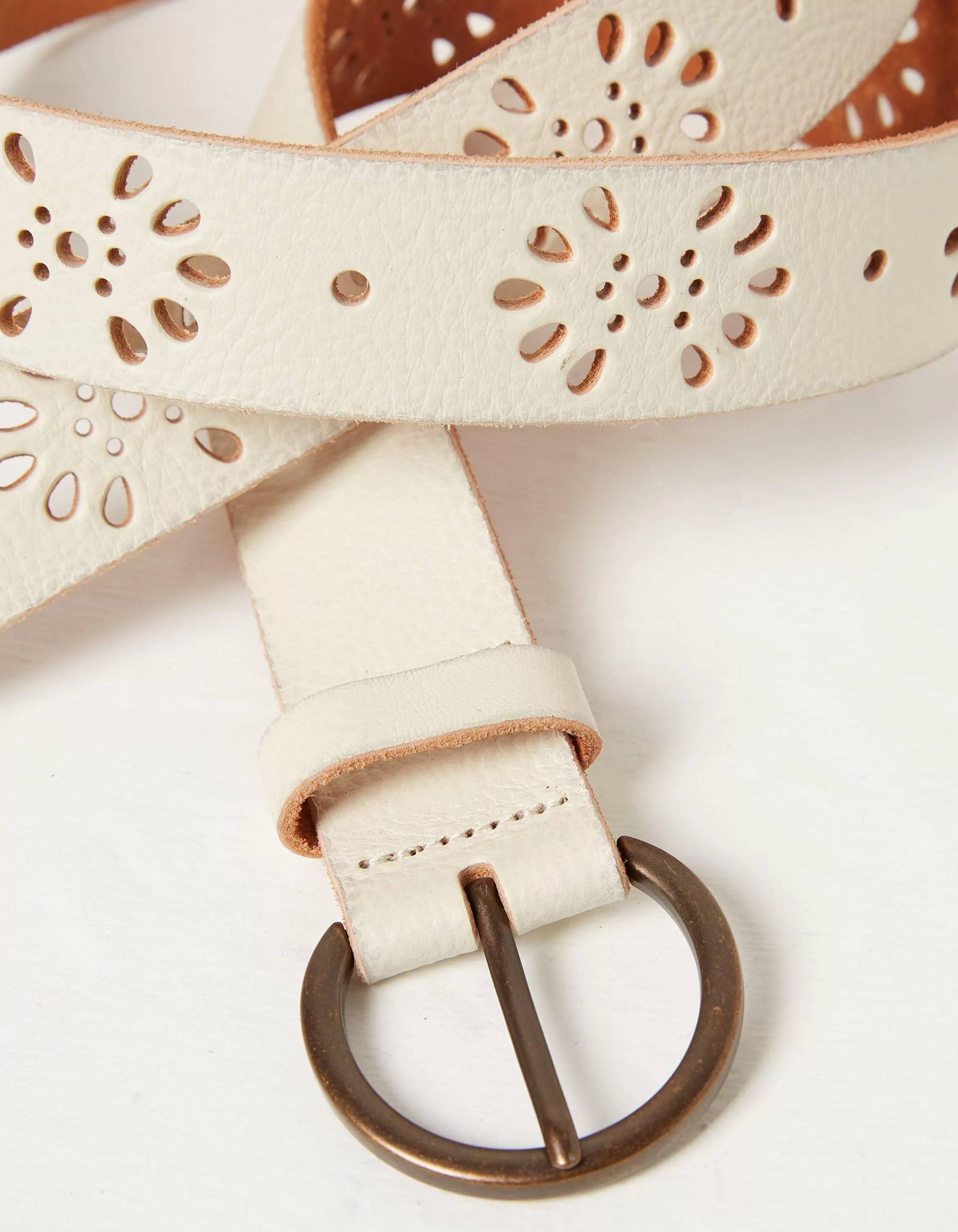 Shop FatFace Floral Laser Cut Belt White