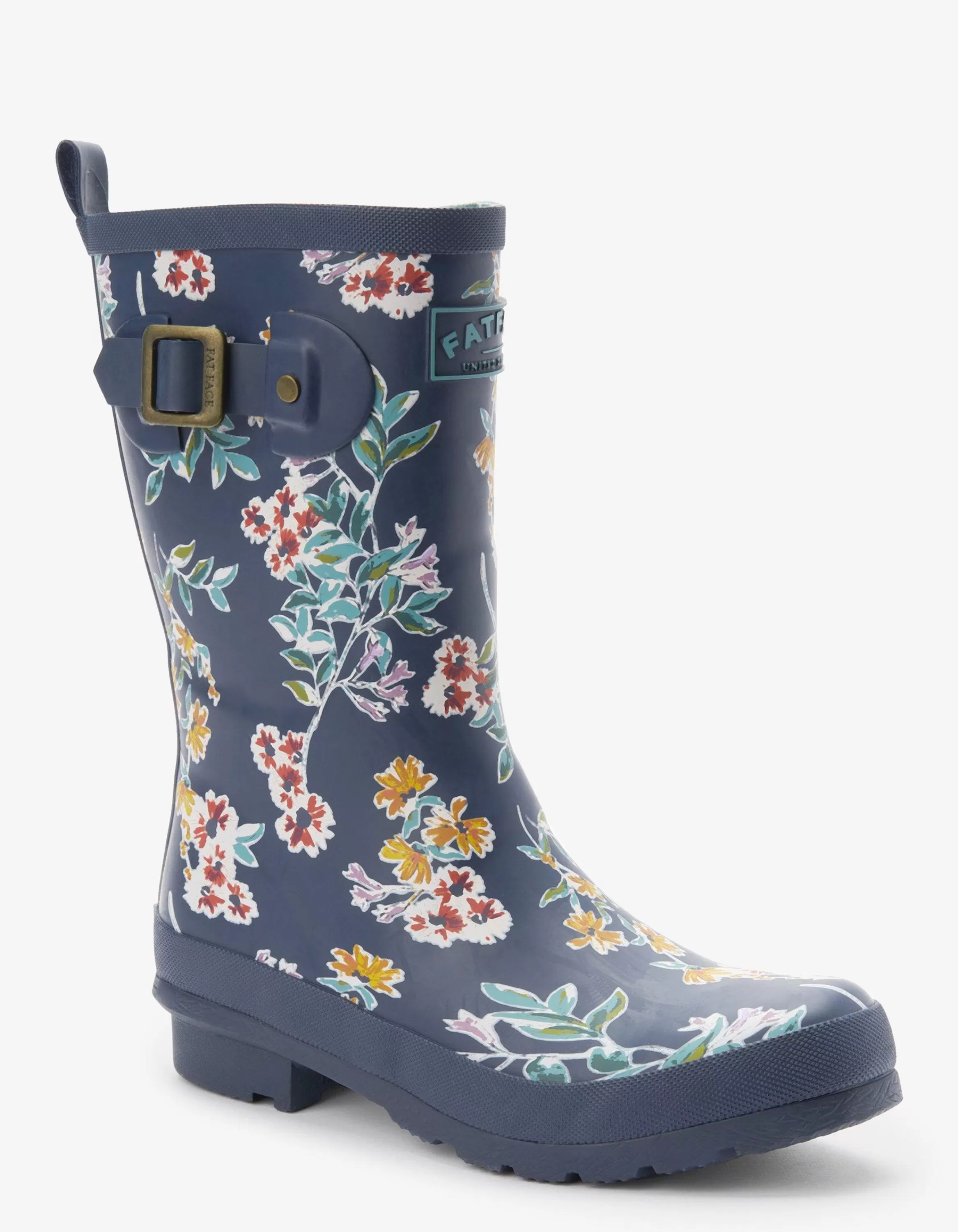 Discount FatFace Floral Print Mid Wellies Navy