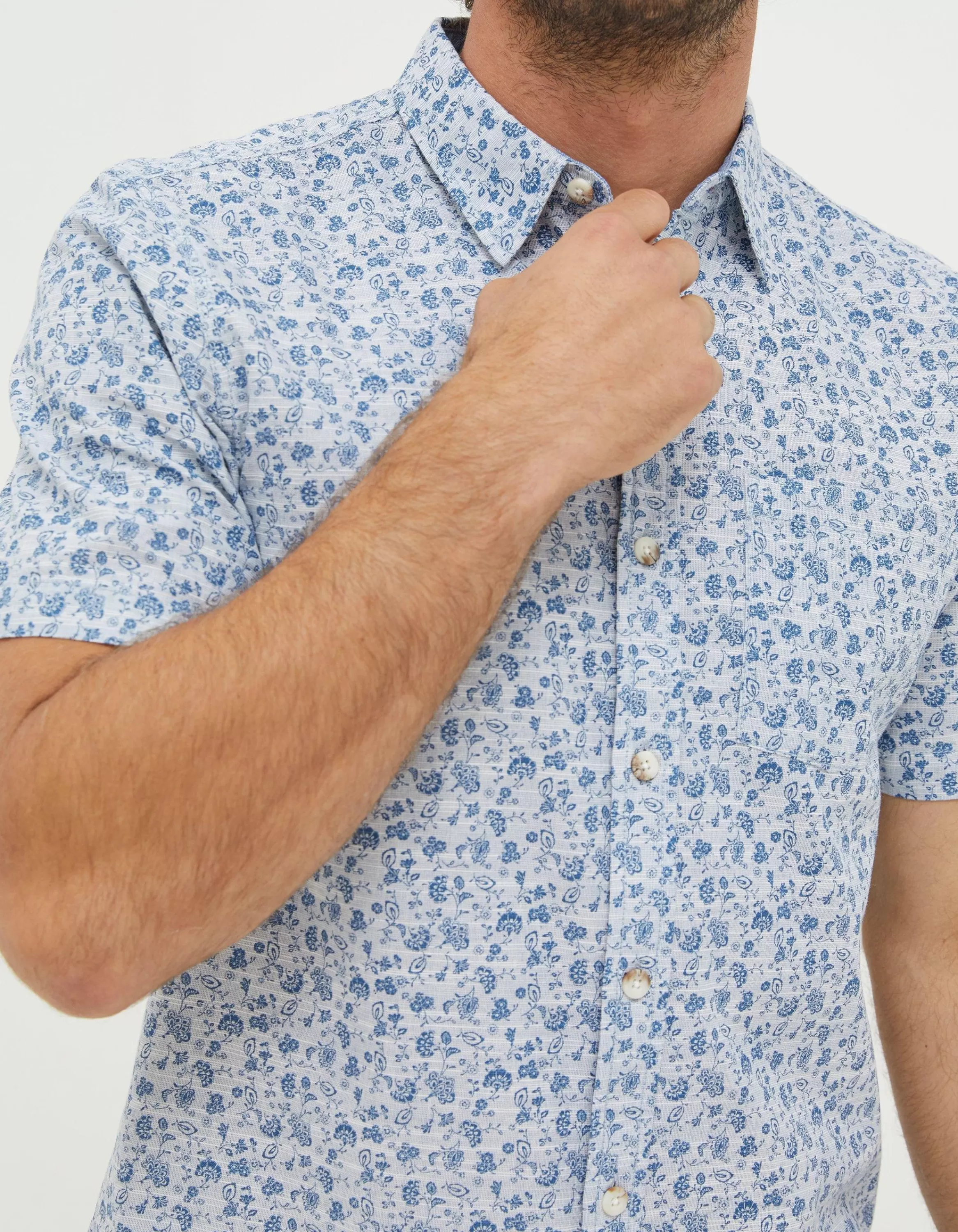 Online FatFace Floral Print Shirt Blue