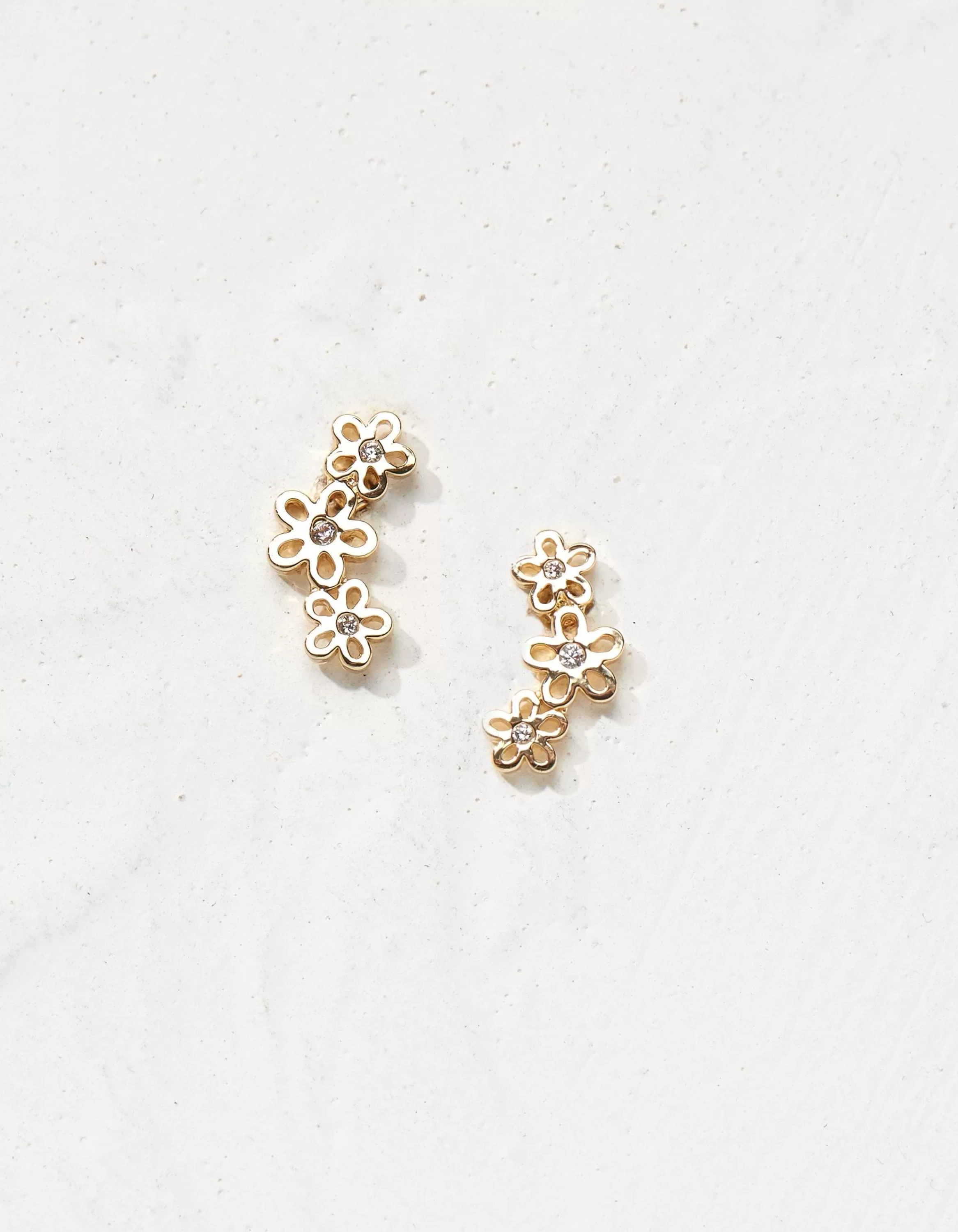 New FatFace Flower Crawler Earrings Gold