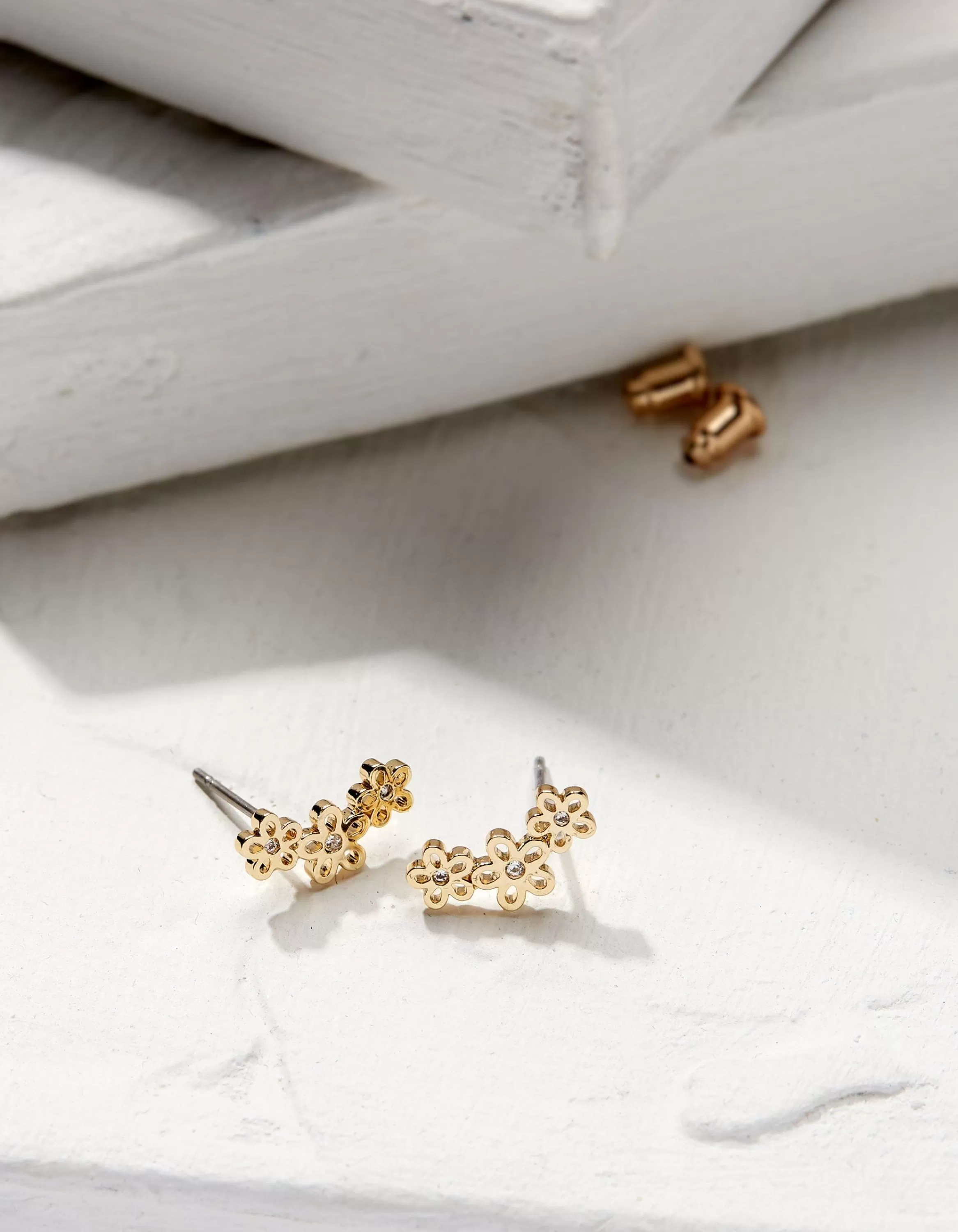 New FatFace Flower Crawler Earrings Gold