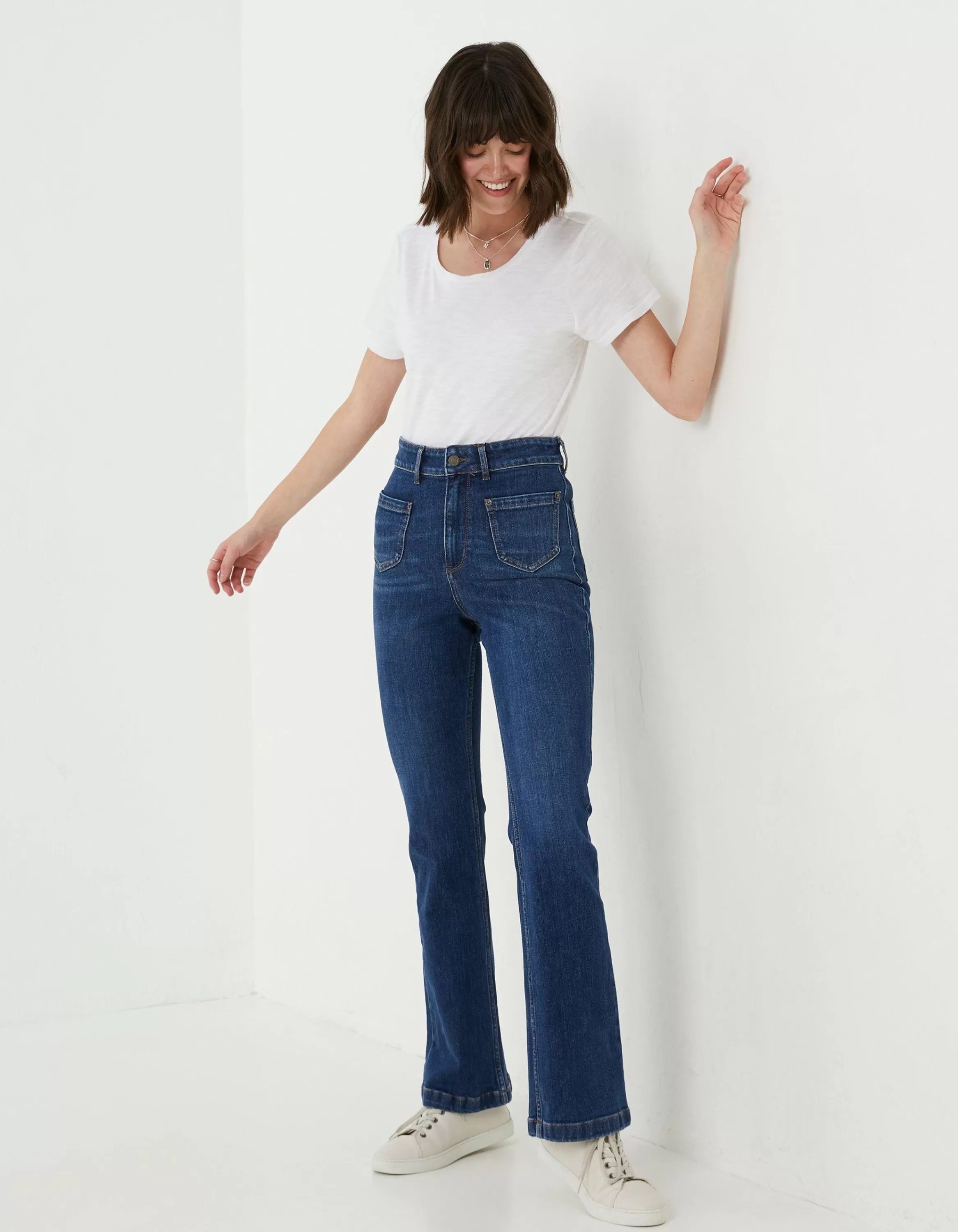 Online FatFace Fly Flare Comfort Stretch Jeans Dark Blue