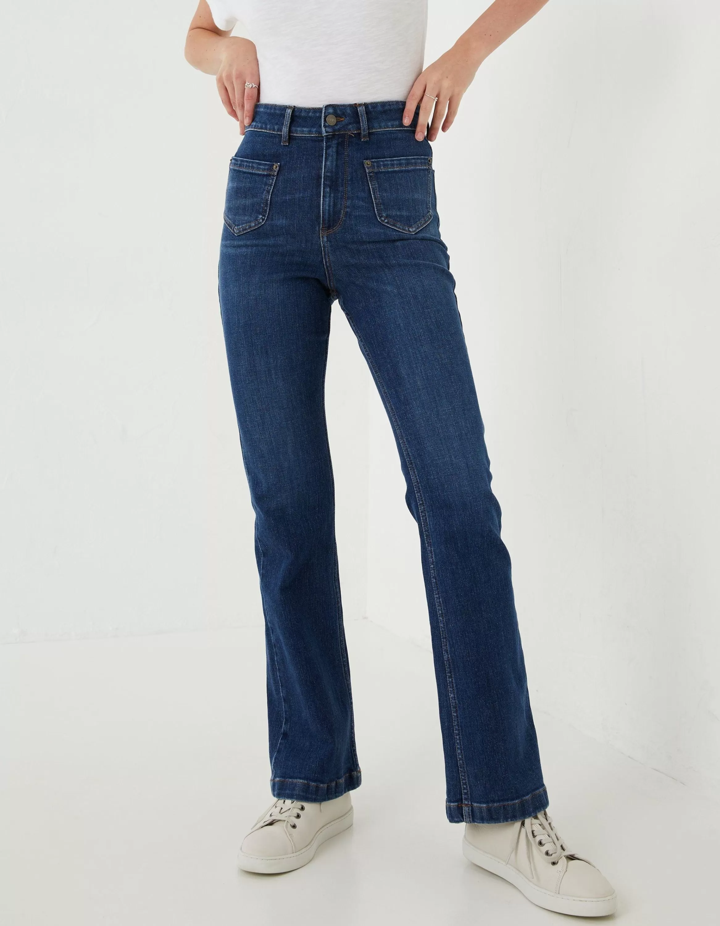 Online FatFace Fly Flare Comfort Stretch Jeans Dark Blue