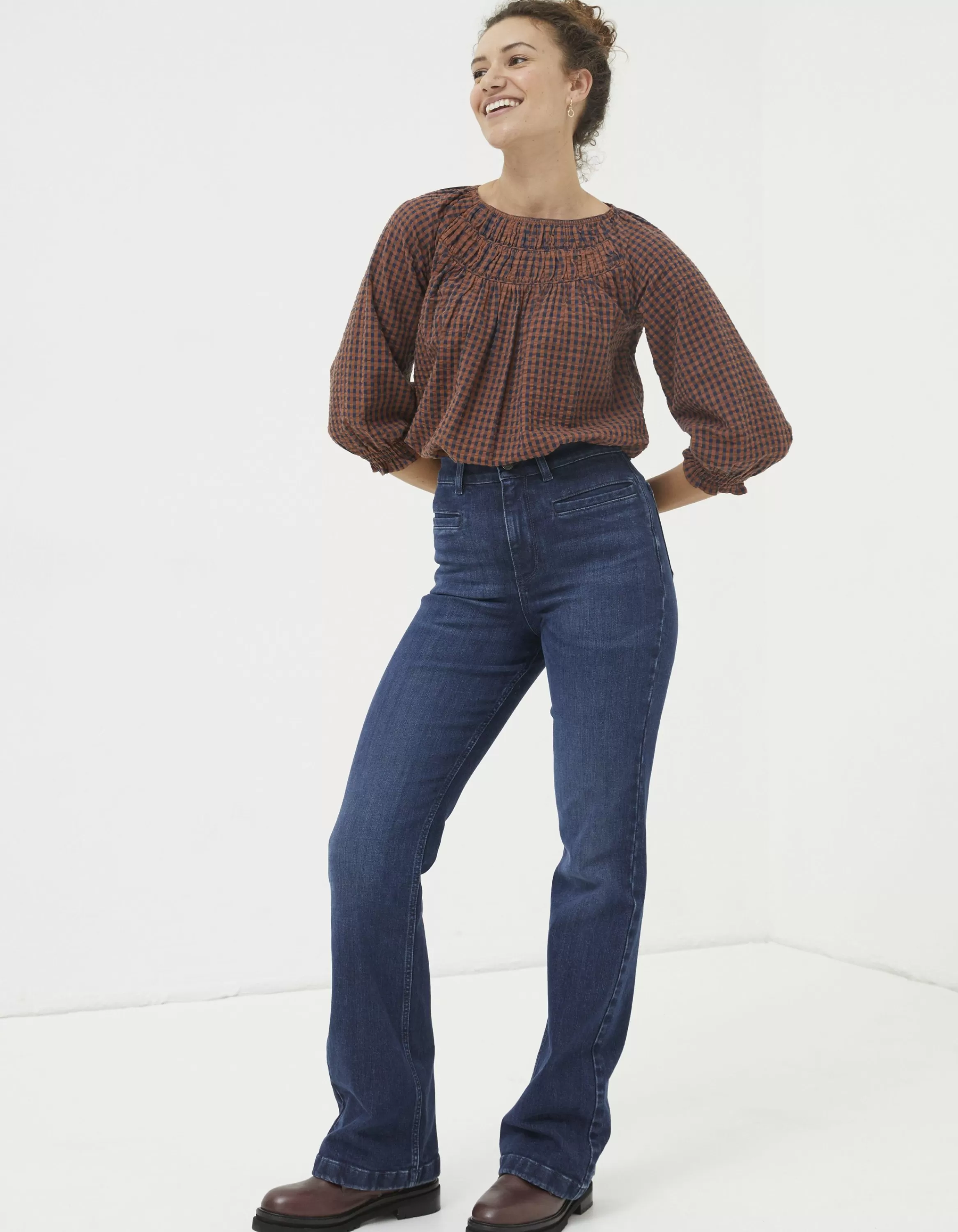 Discount FatFace Fly Flare Jeans Dark Blue