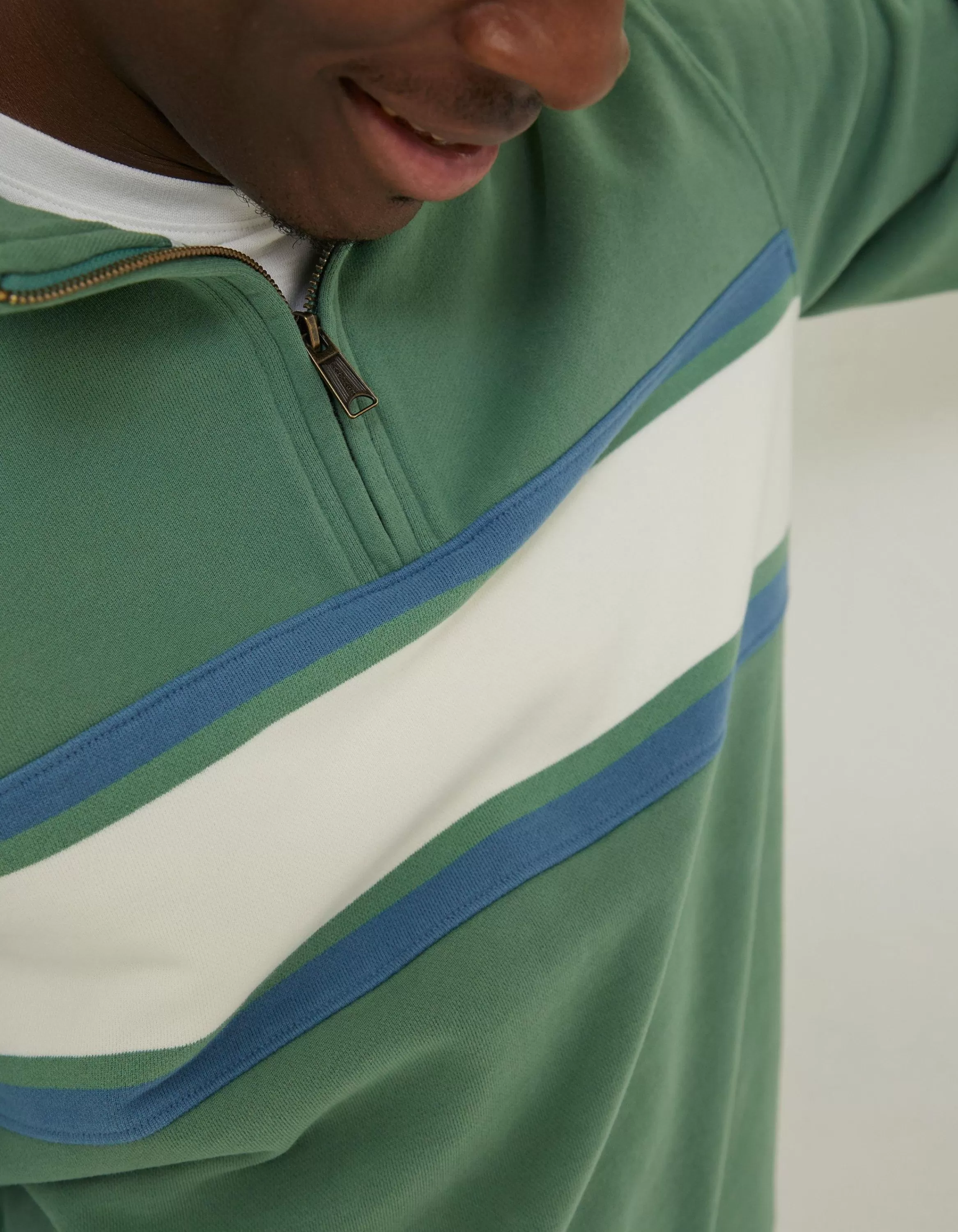 Flash Sale FatFace Fowey Stripe Half Neck Sweatshirt Green