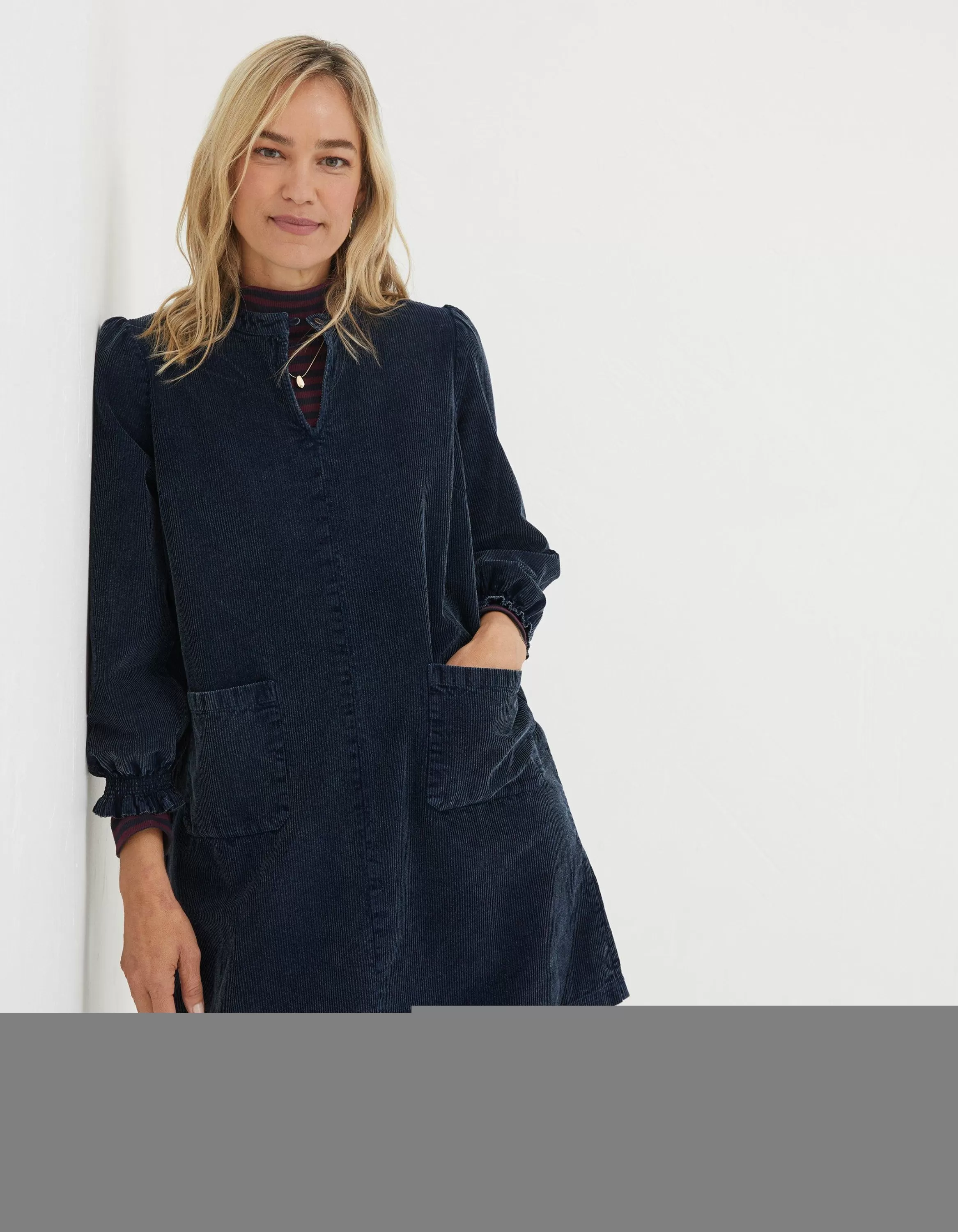 Fashion FatFace Fran Cord Dress Navy