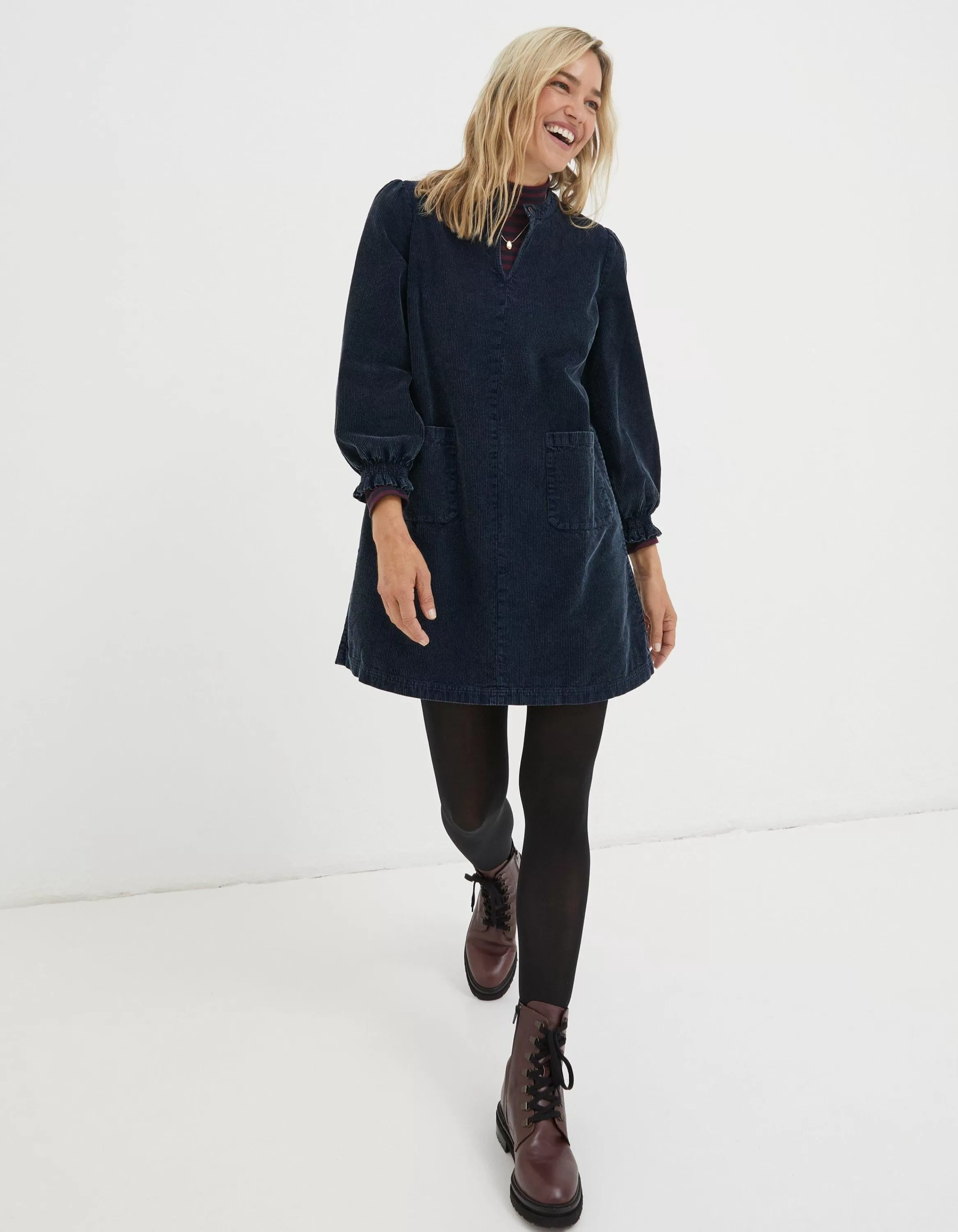 Fashion FatFace Fran Cord Dress Navy