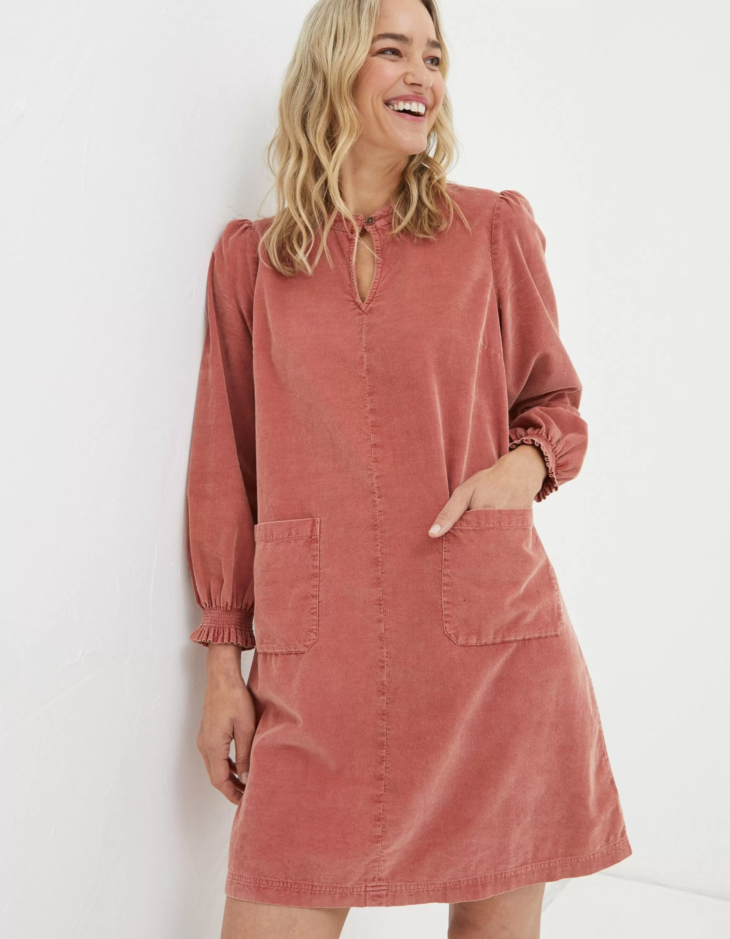 Sale FatFace Fran Cord Tunic Dress Dusky Orange