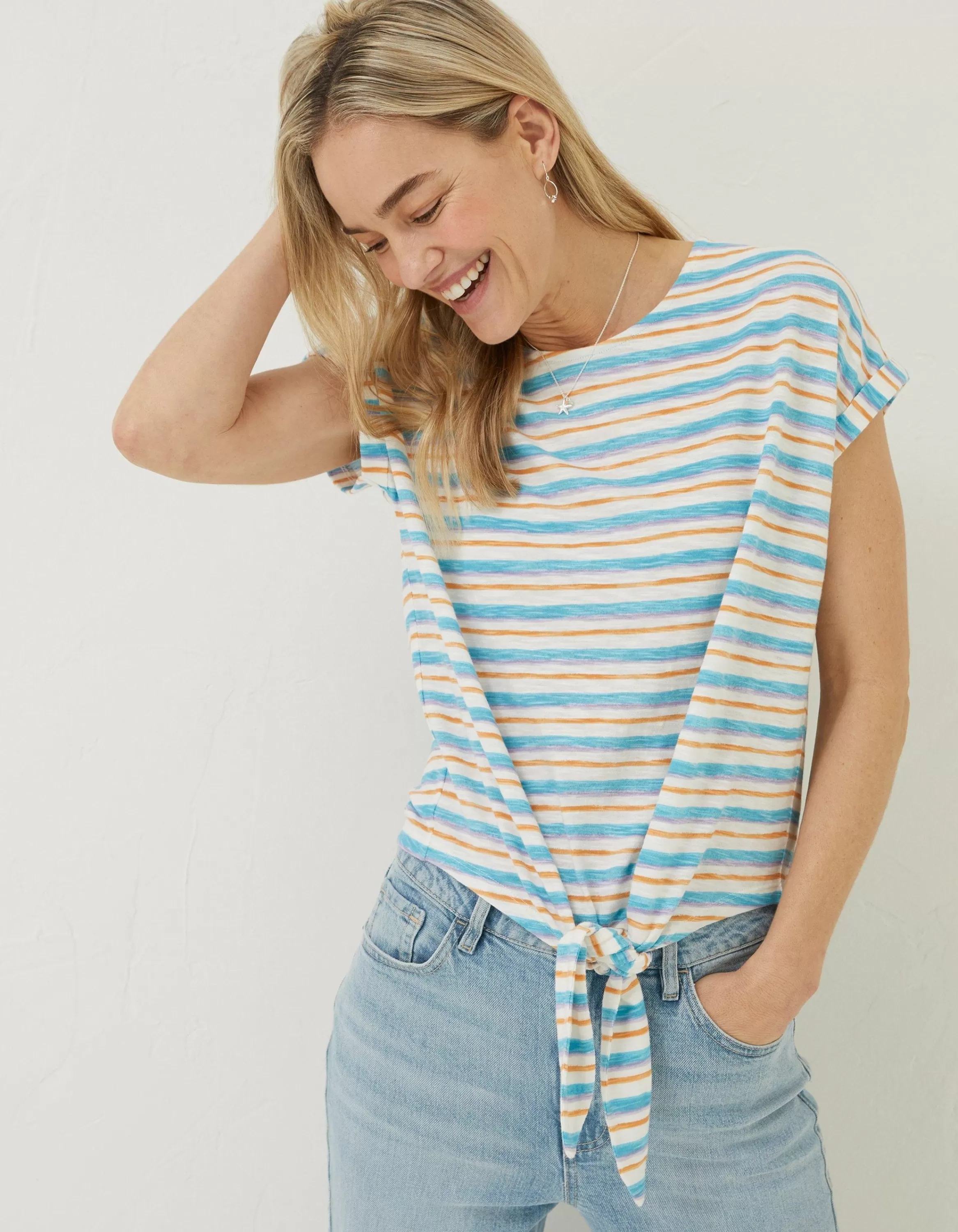 Store FatFace Fran Stripe Tie Front Top Multi Colour