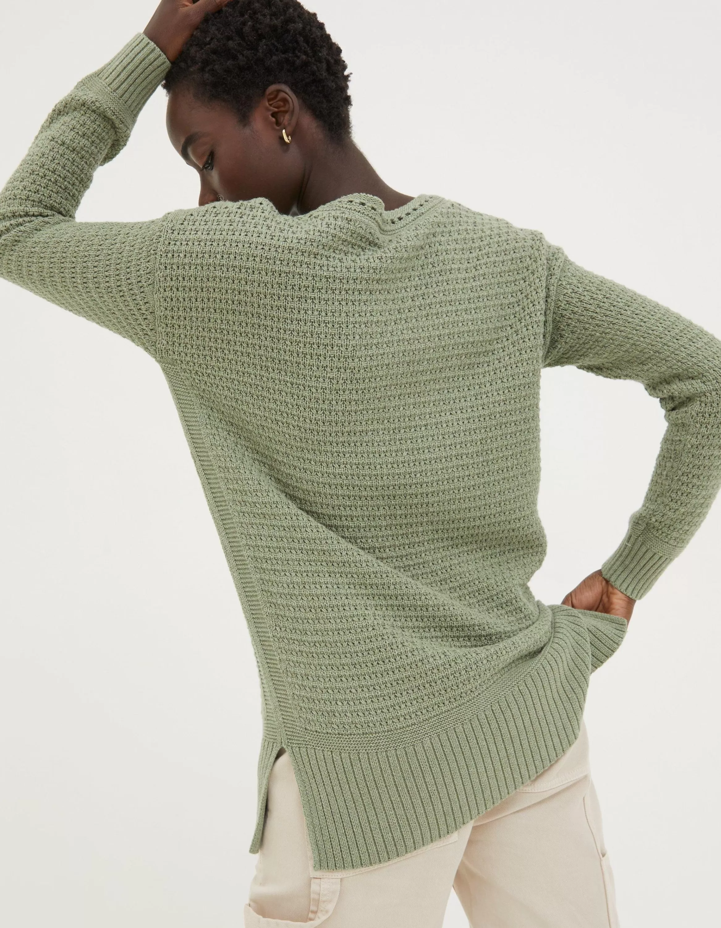 Cheap FatFace Freya Tunic Jumper Sage Green