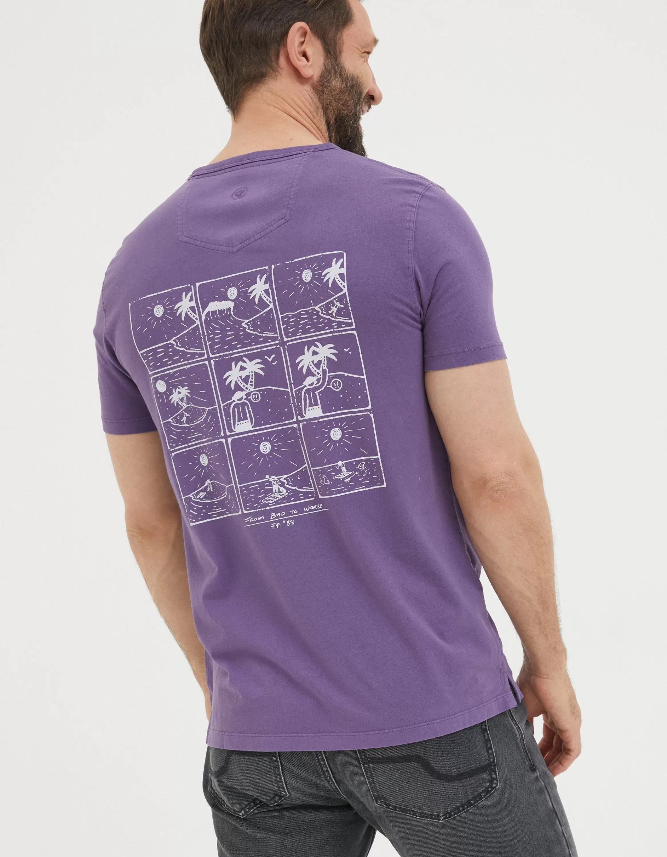 Clearance FatFace From Bad To Worse T-Shirt Purple