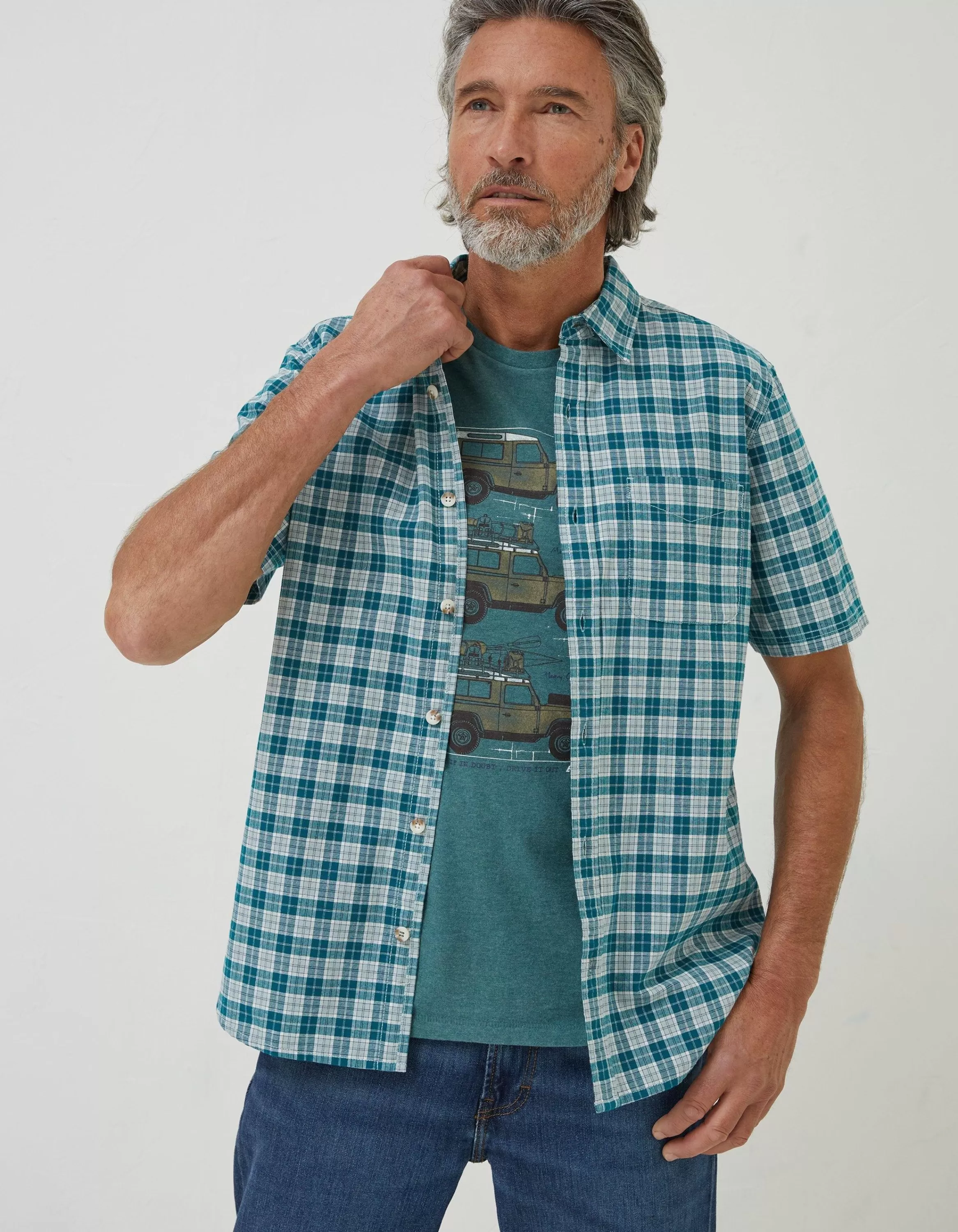 Best FatFace Galston Check Shirt Teal Green