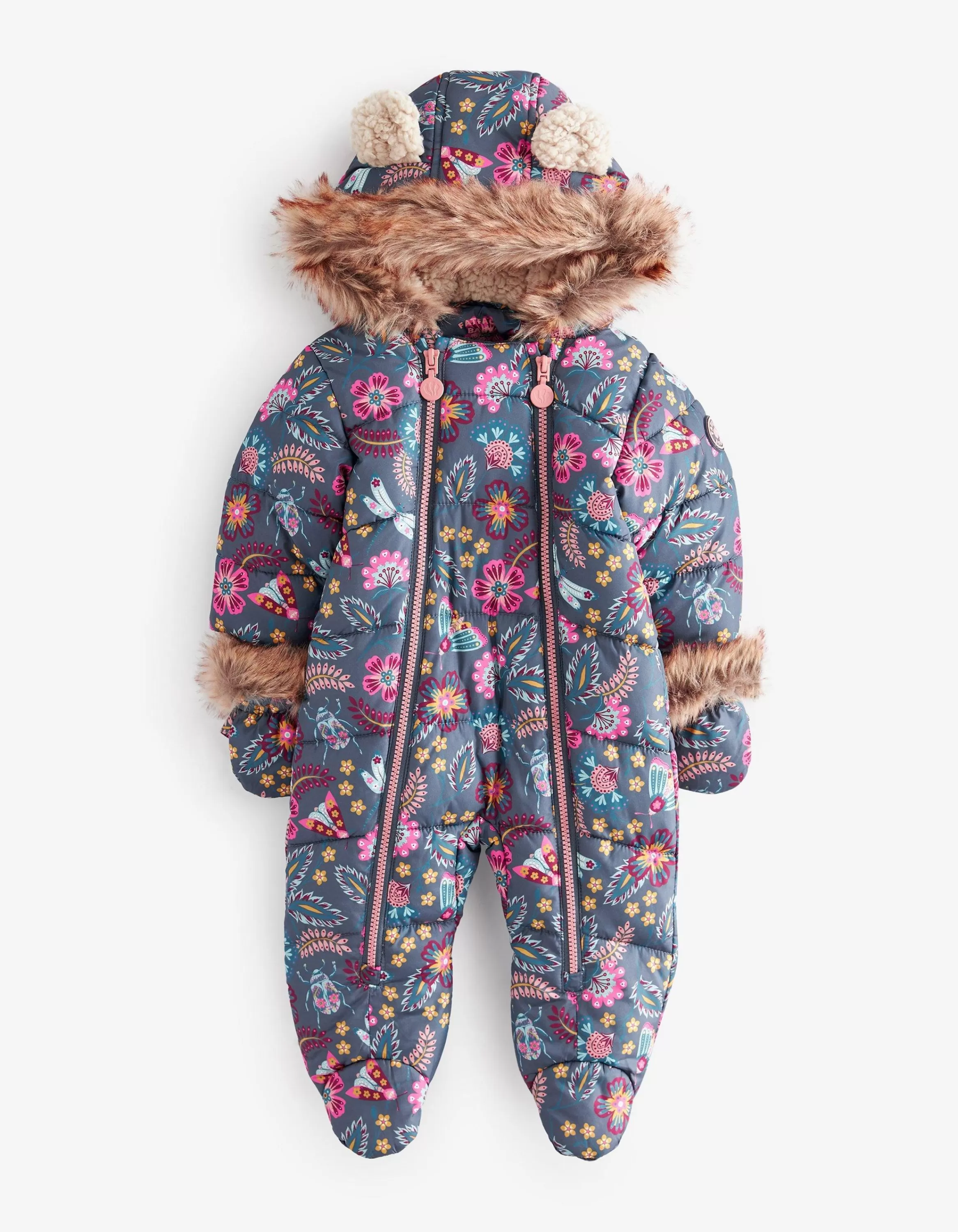 Online FatFace Garden Floral Print Snowsuit Navy