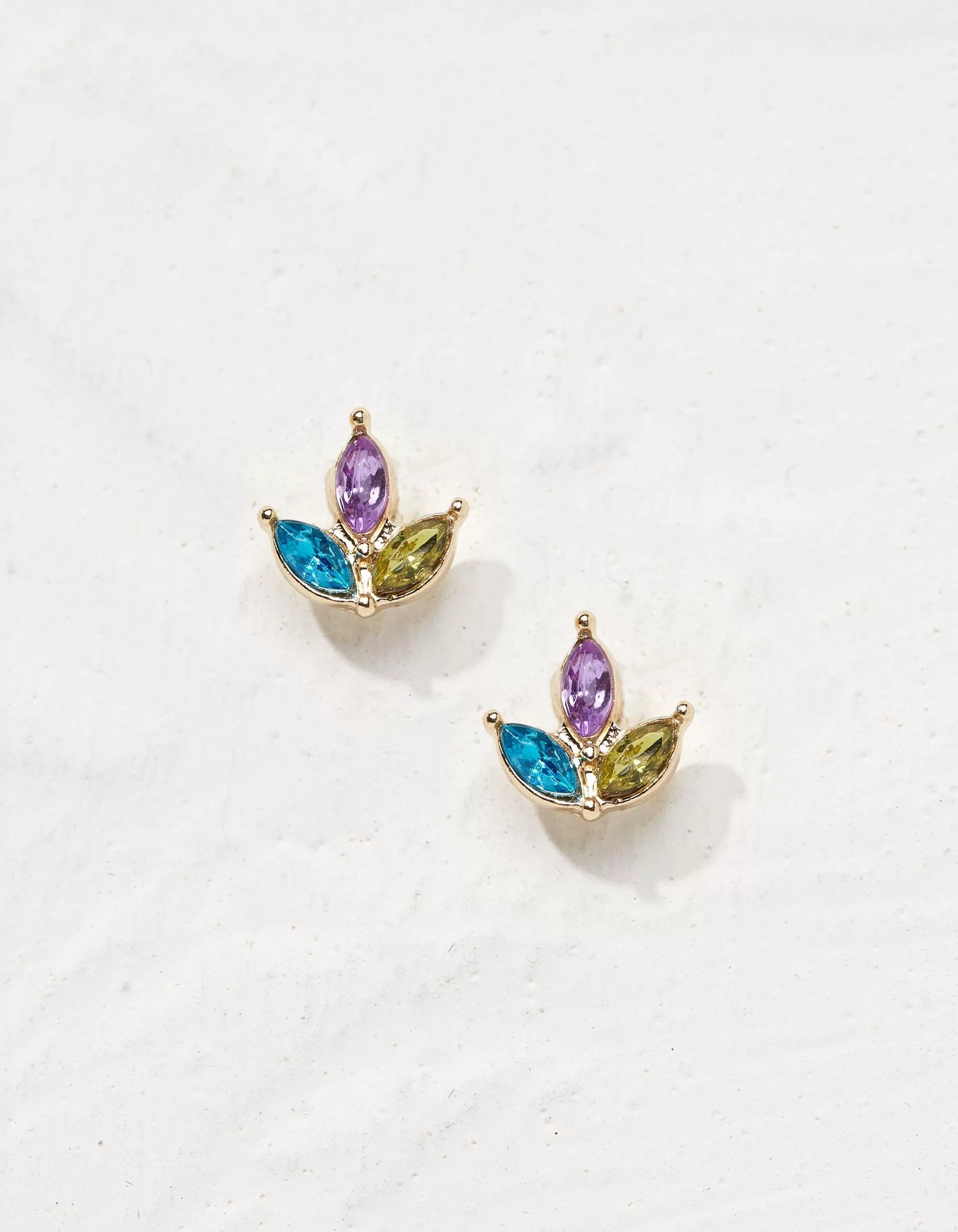 New FatFace Gem Leaf Studs Multi