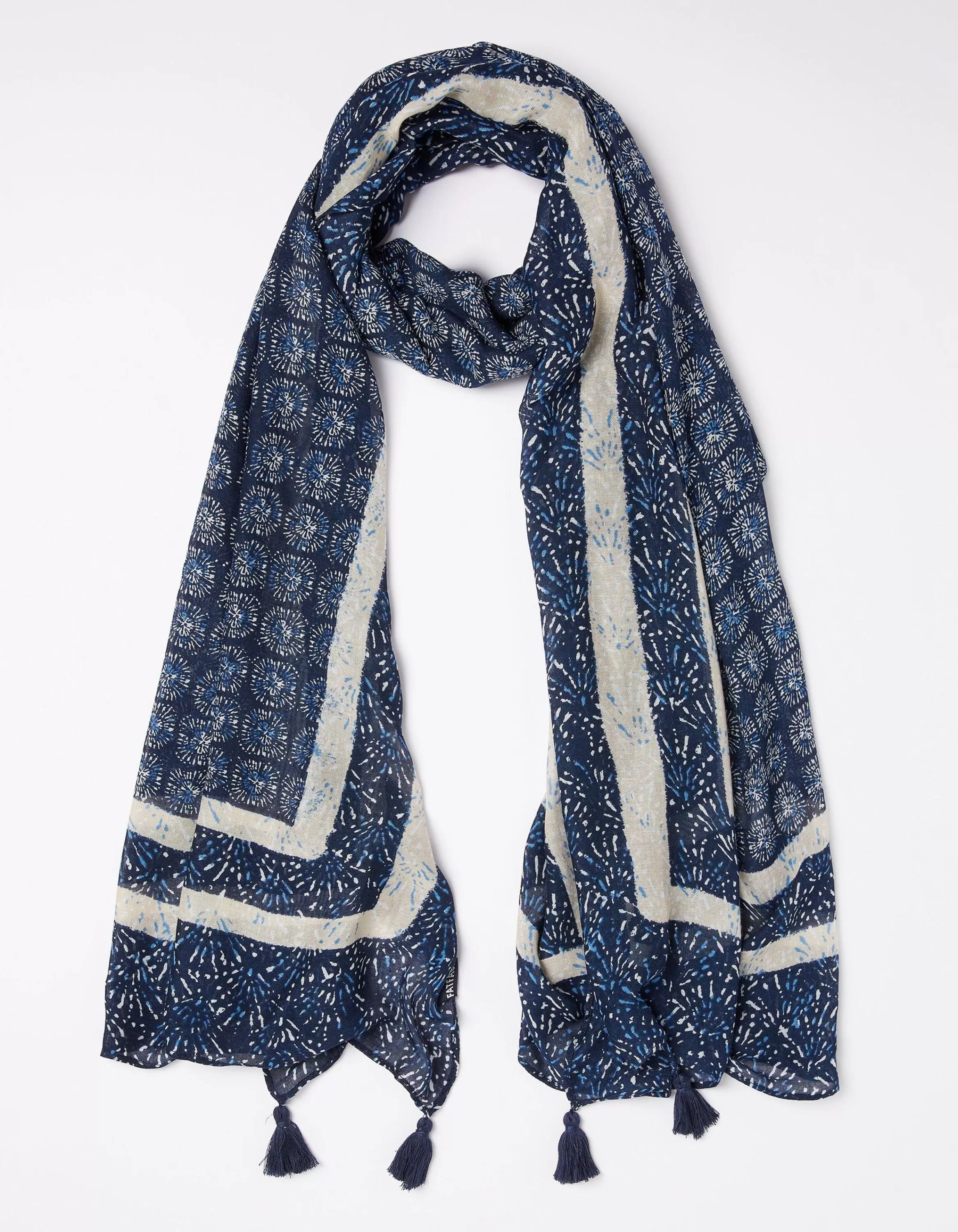 Online FatFace Geo Border Scarf Blue