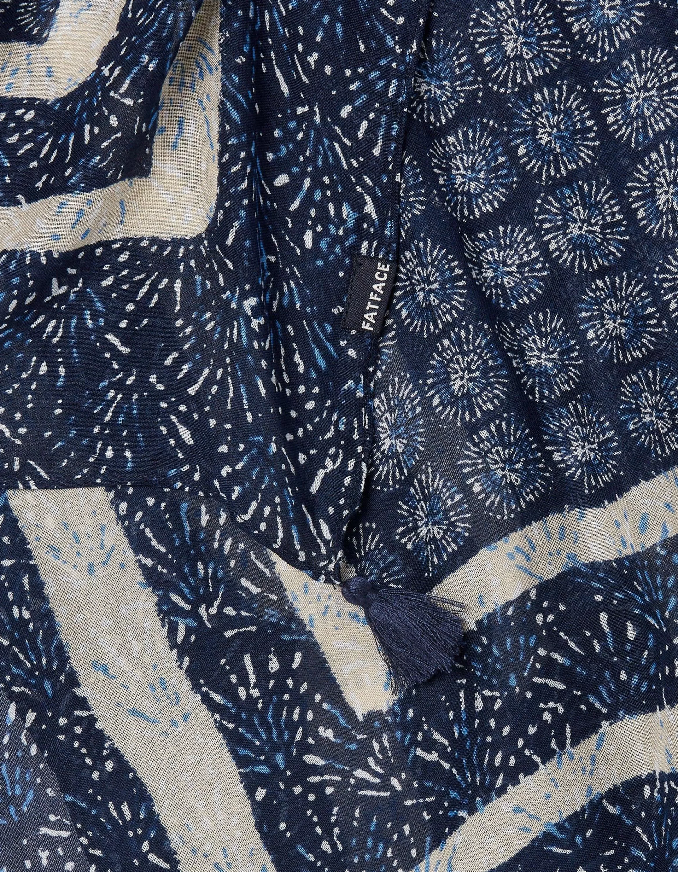 Online FatFace Geo Border Scarf Blue