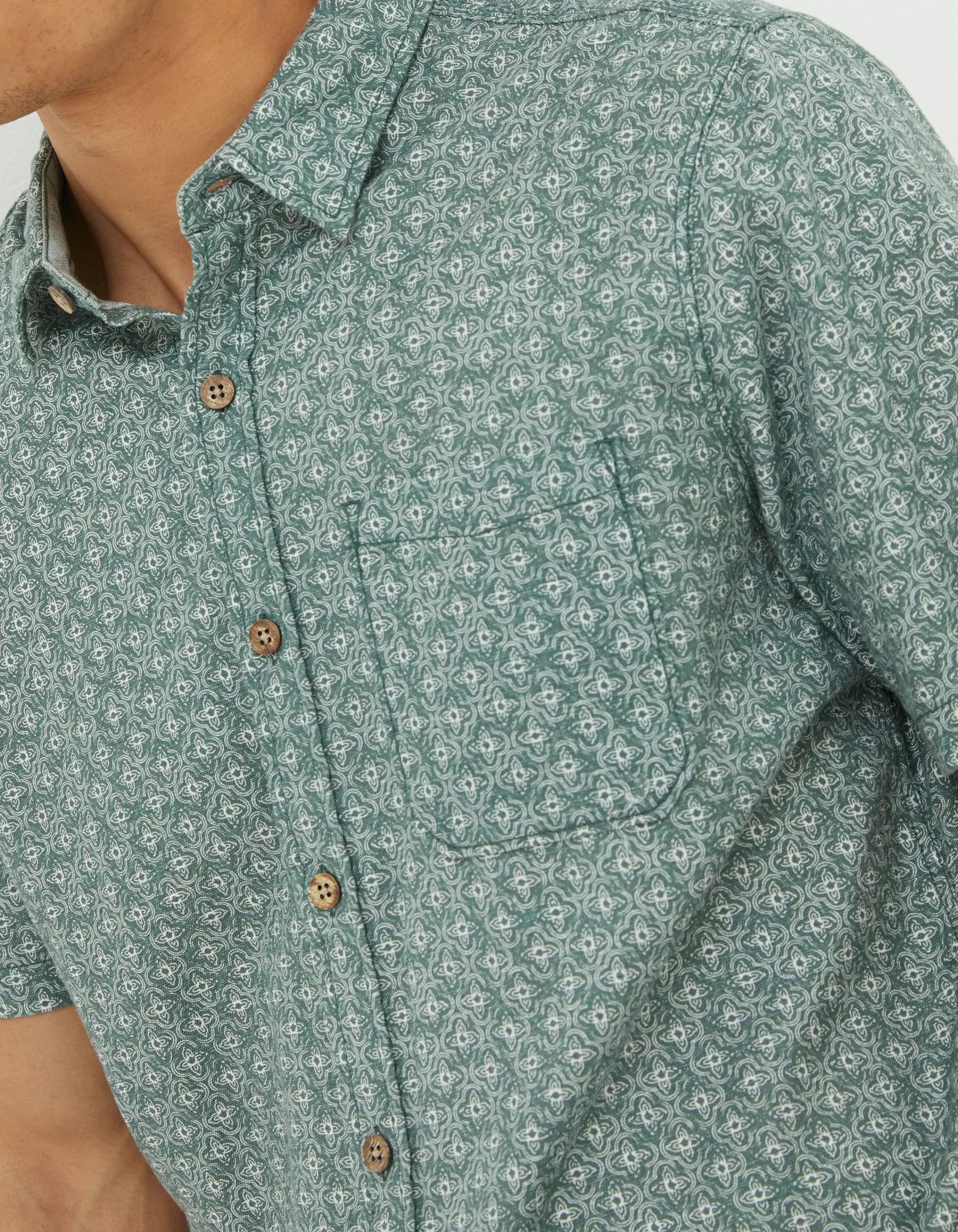 New FatFace Geo Print Shirt Washed Green