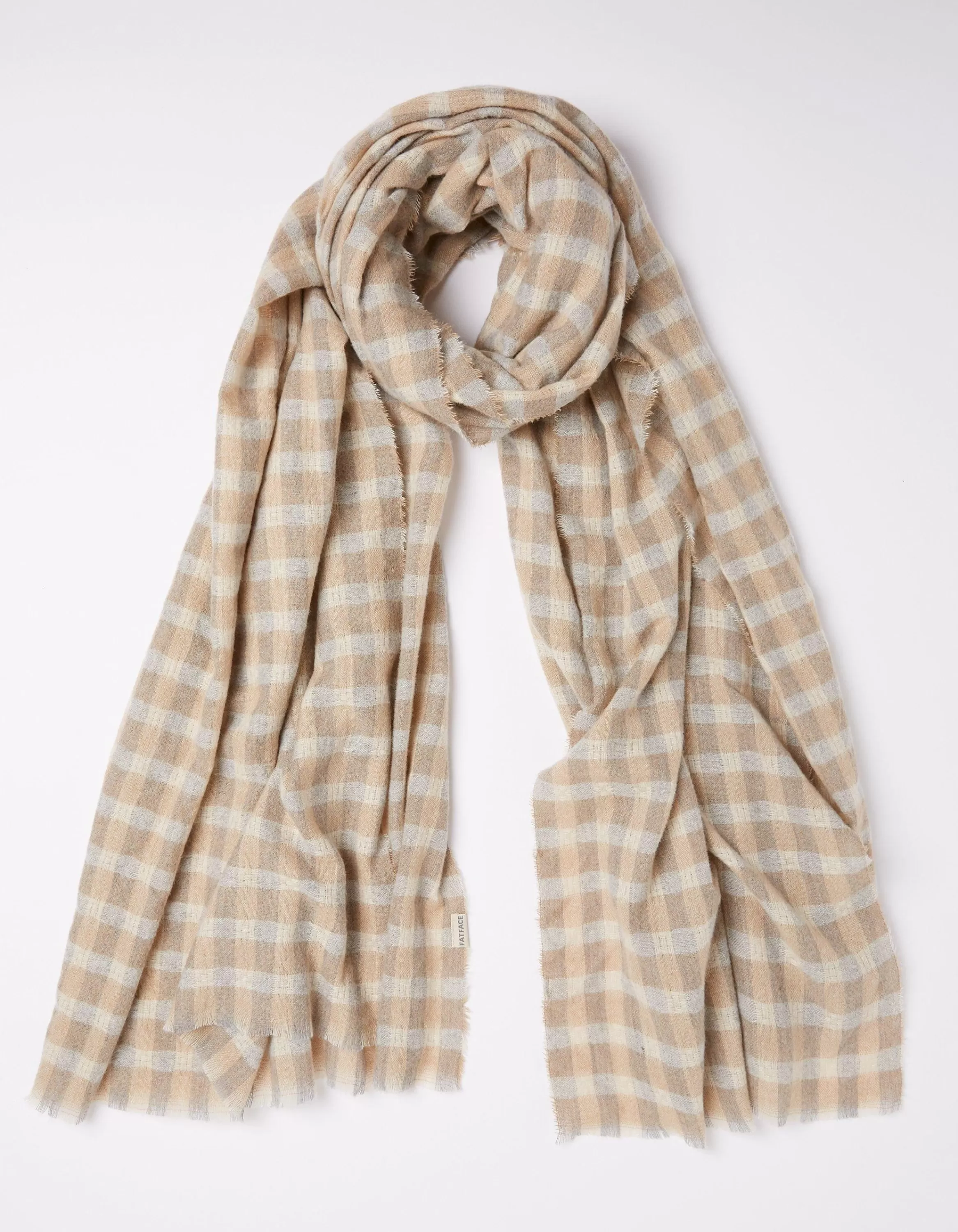 Best Sale FatFace Gingham Check Scarf Ivory