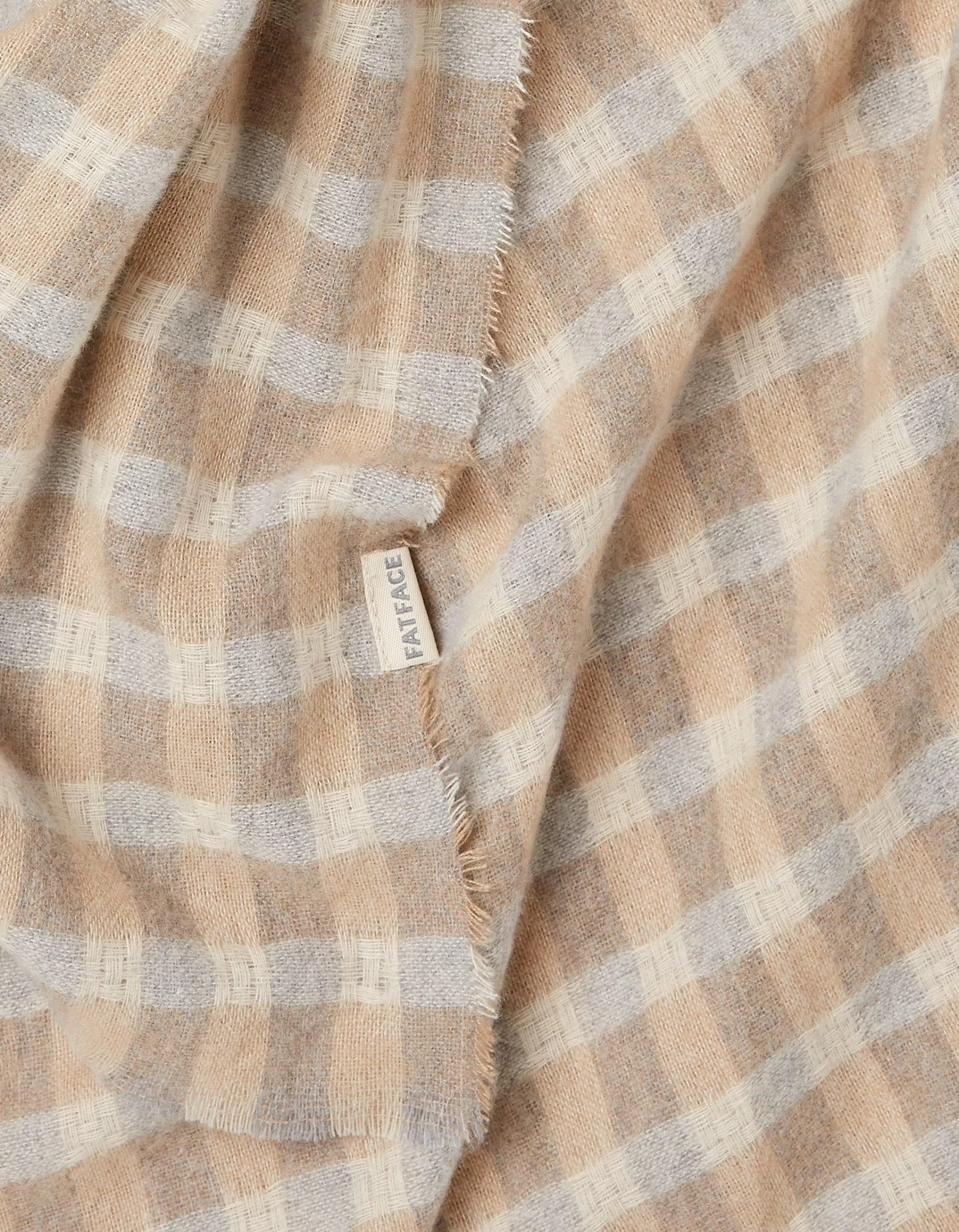 Best Sale FatFace Gingham Check Scarf Ivory