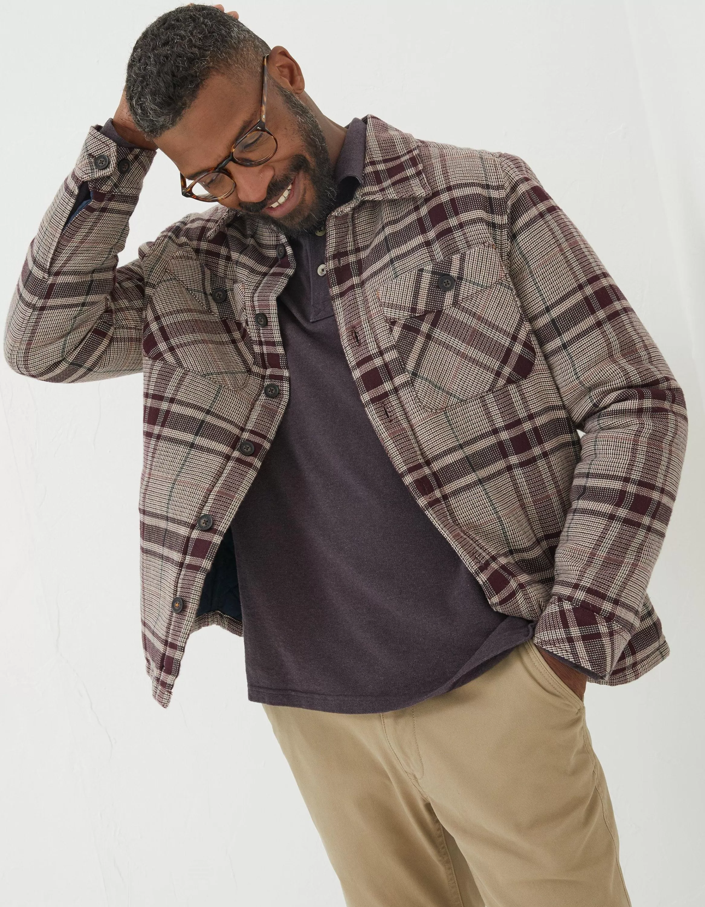 Flash Sale FatFace Glen Check Overshirt Plum