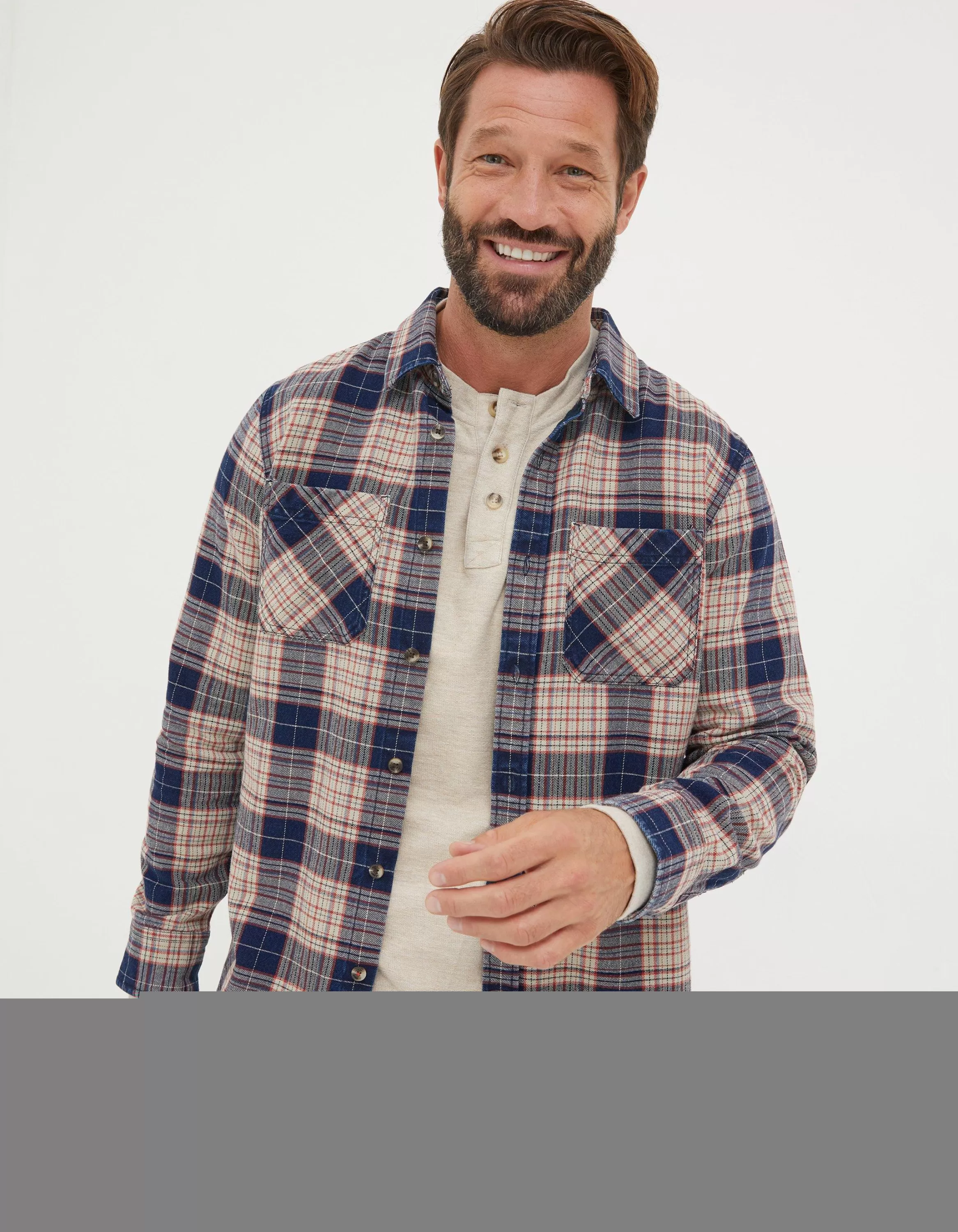 Hot FatFace Glenwood Check Shirt Navy