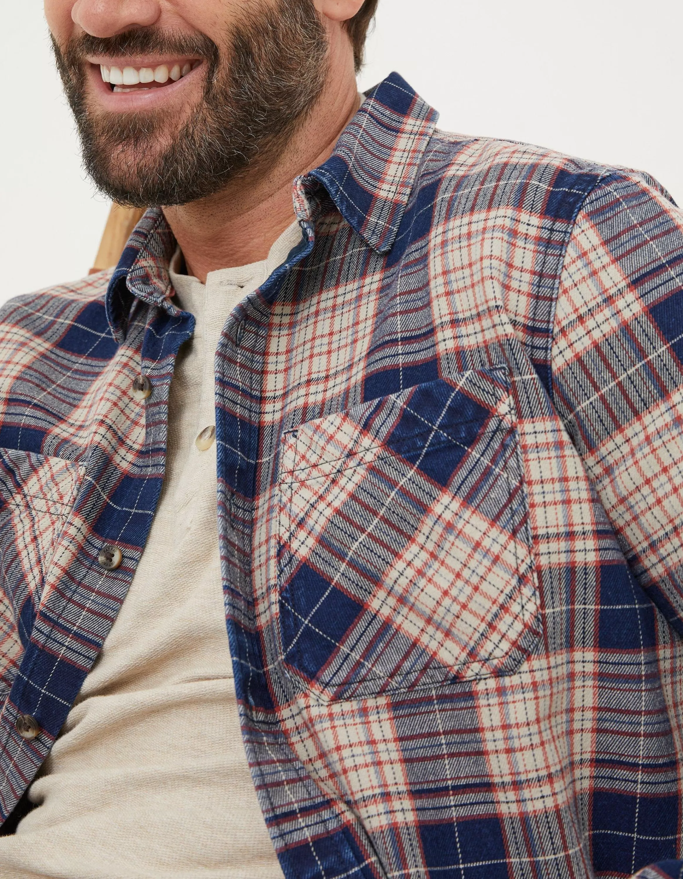 Hot FatFace Glenwood Check Shirt Navy