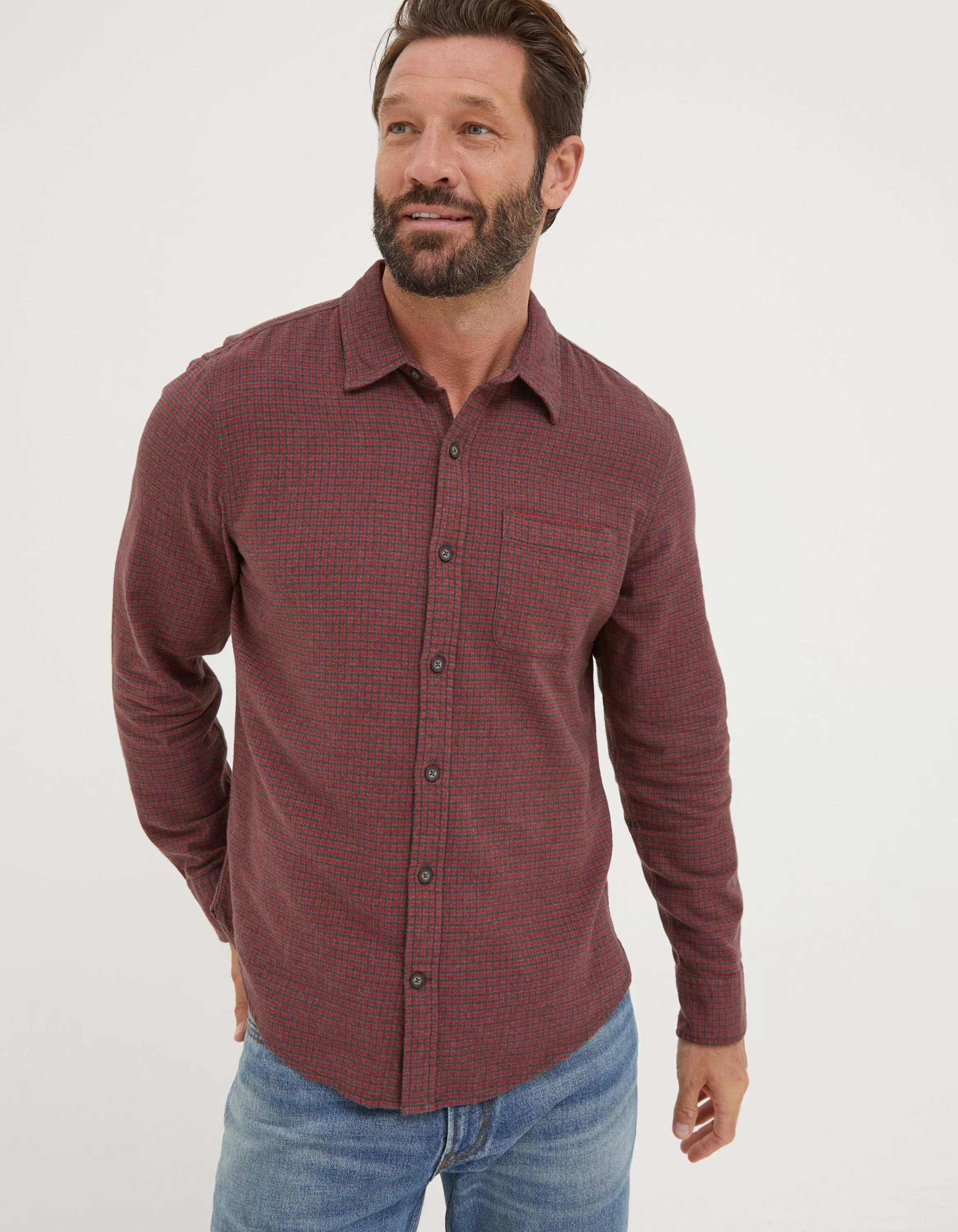 Hot FatFace Glynde Grid Check Shirt Red