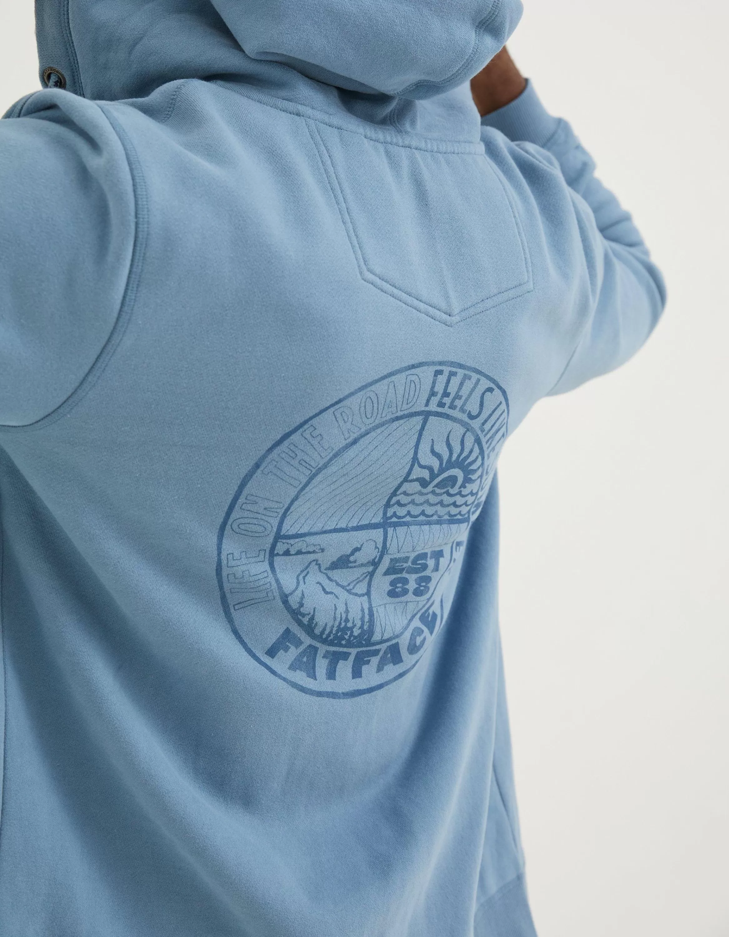 Outlet FatFace Graphic Zip Through Hoodie Blue