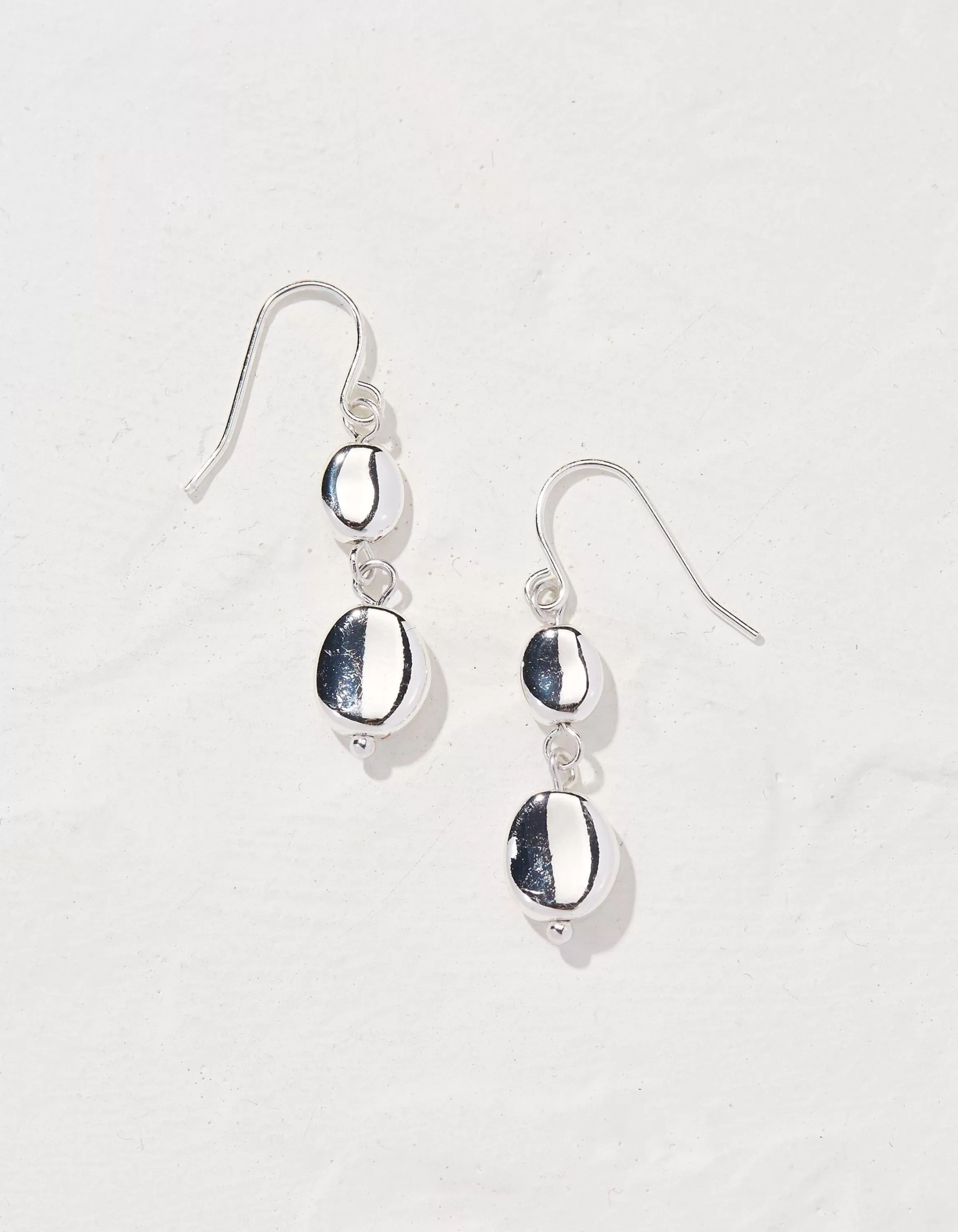 Cheap FatFace Hammered Drop Earrings Silver