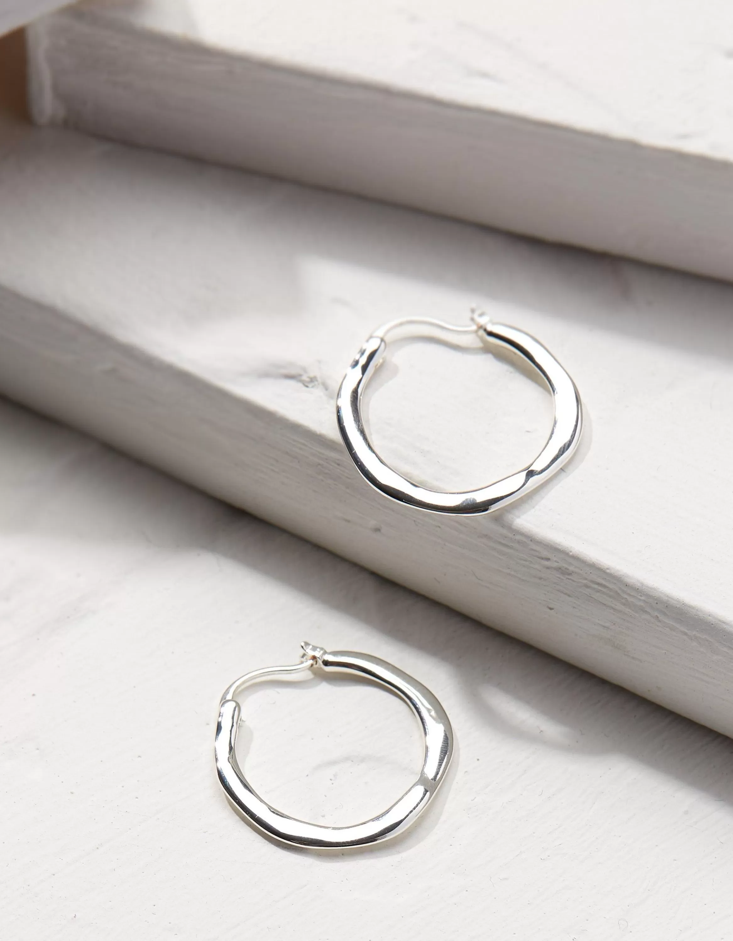 Shop FatFace Hammered Hoops Silver