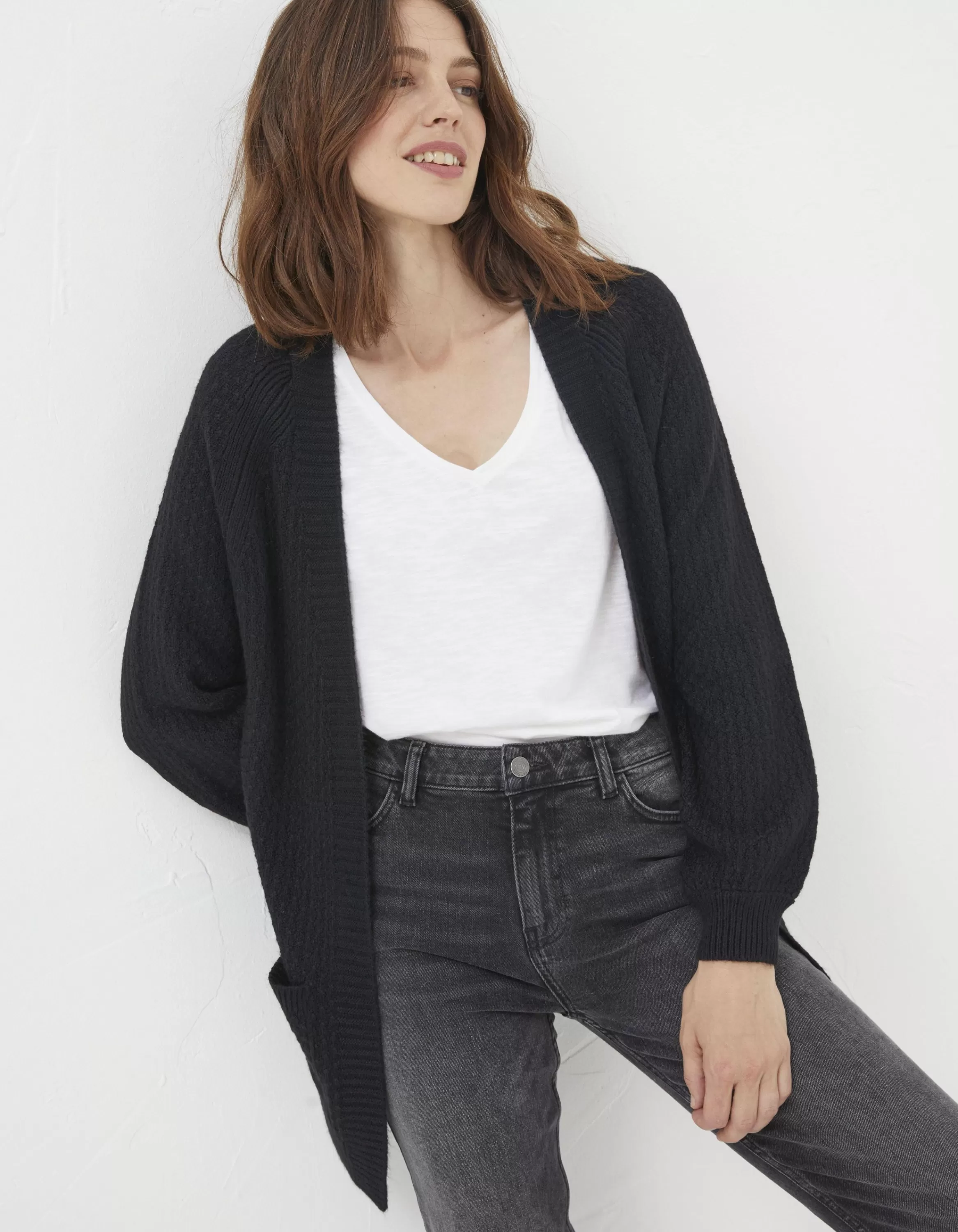 Online FatFace Hannah Edge To Edge Cardigan Black