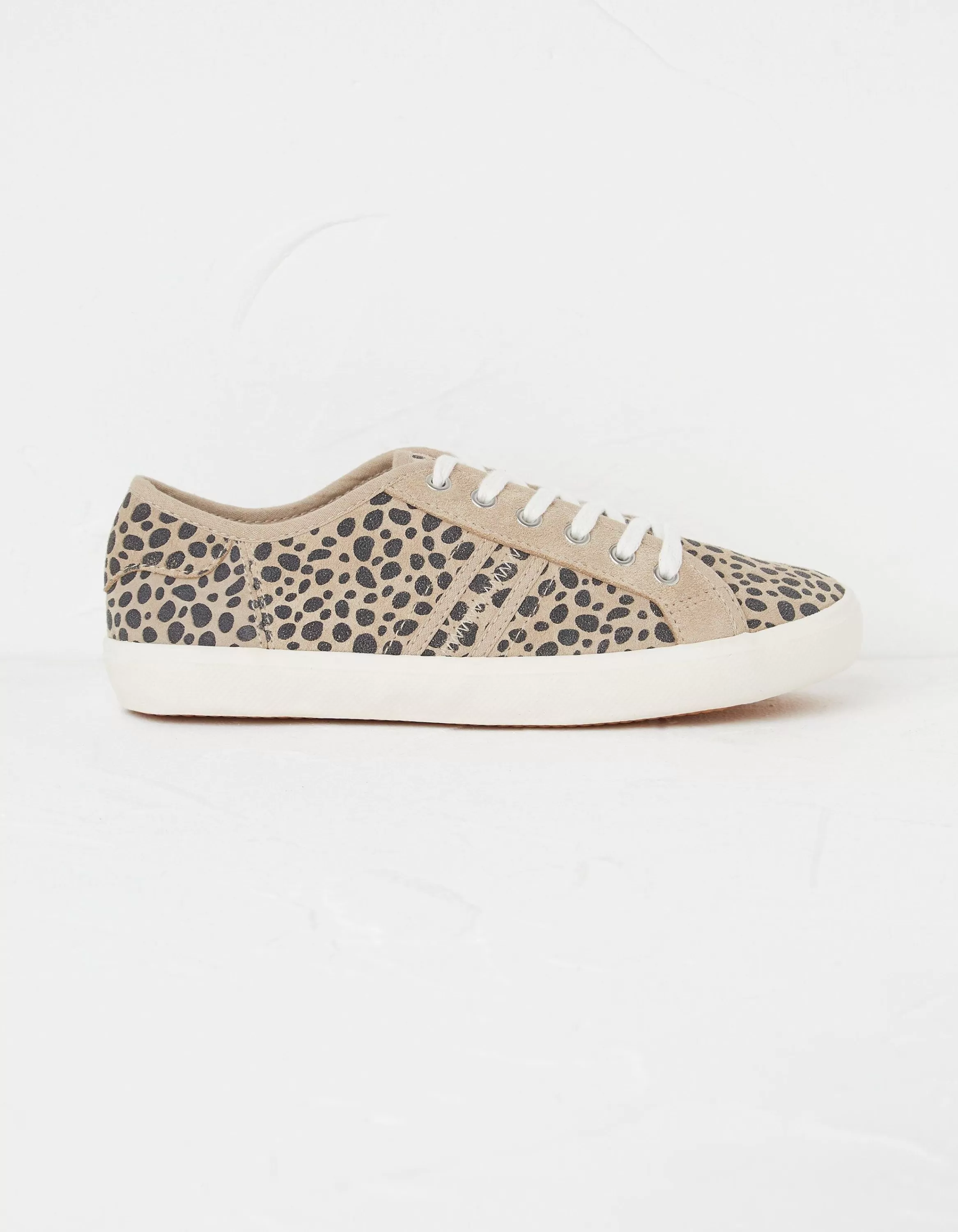 Online FatFace Harlow Animal Print Lace Up Trainers Natural