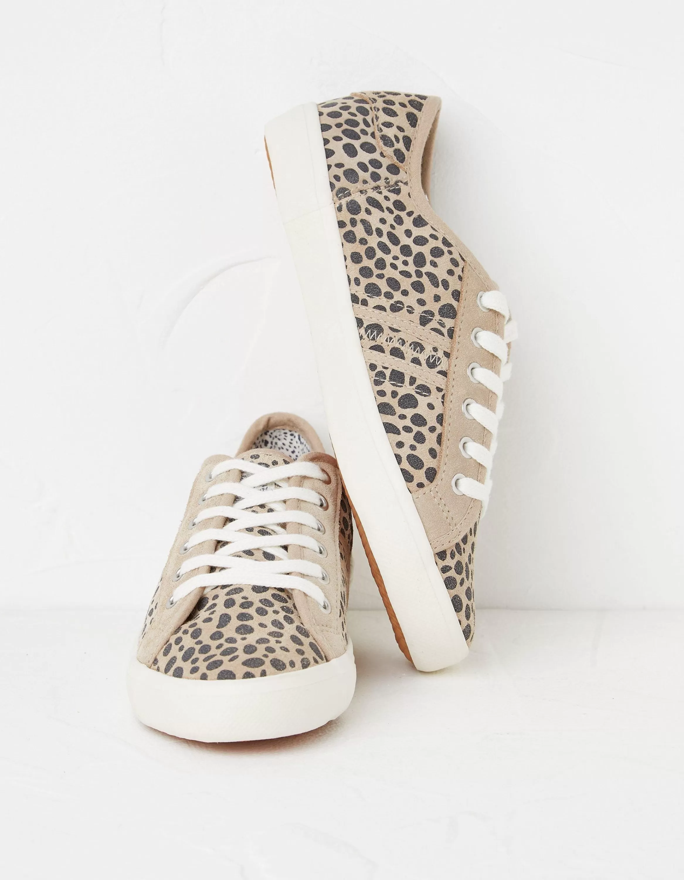 Online FatFace Harlow Animal Print Lace Up Trainers Natural