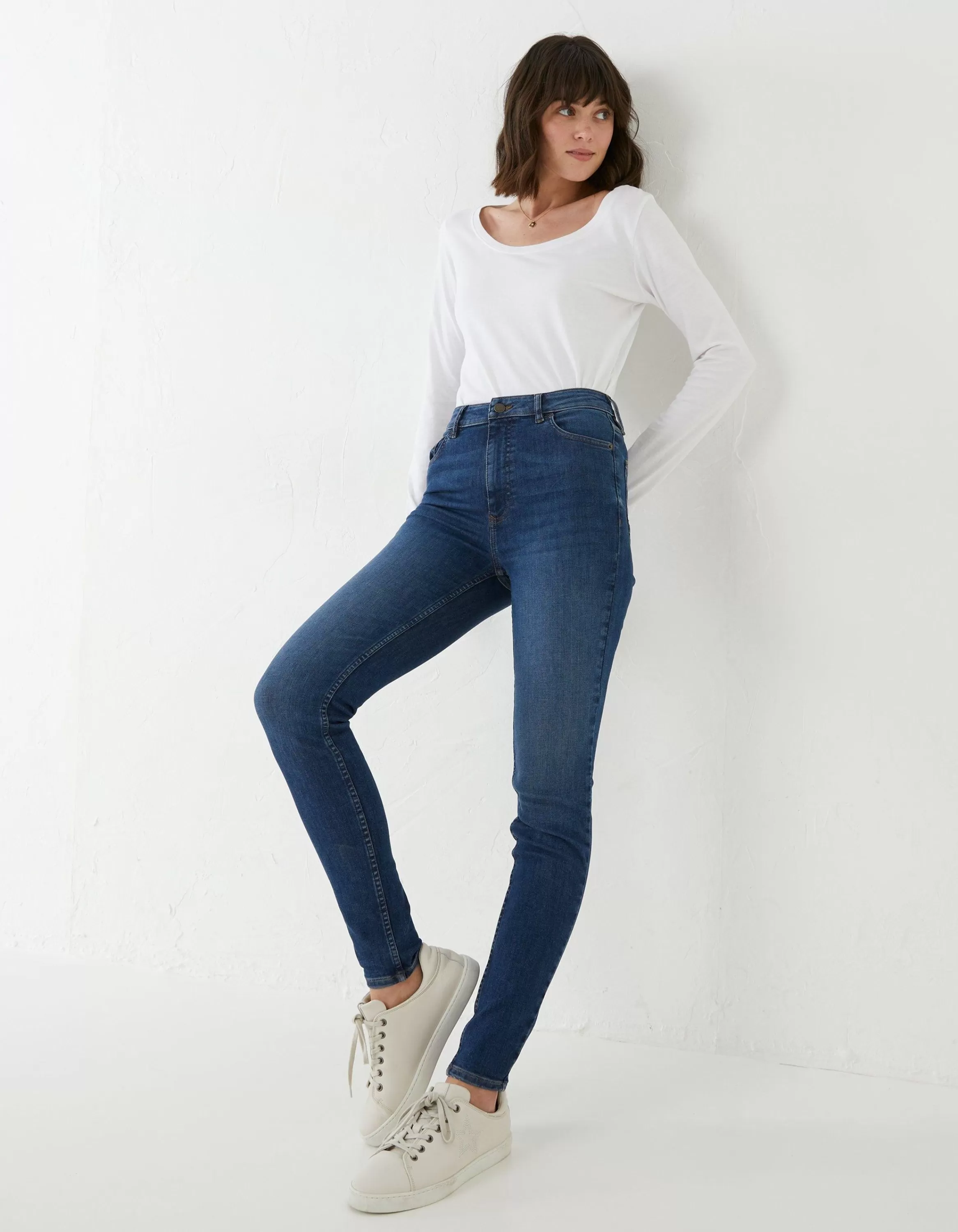 Sale FatFace Harlow High Waist Stretch Skinny Jeans Bluevintage