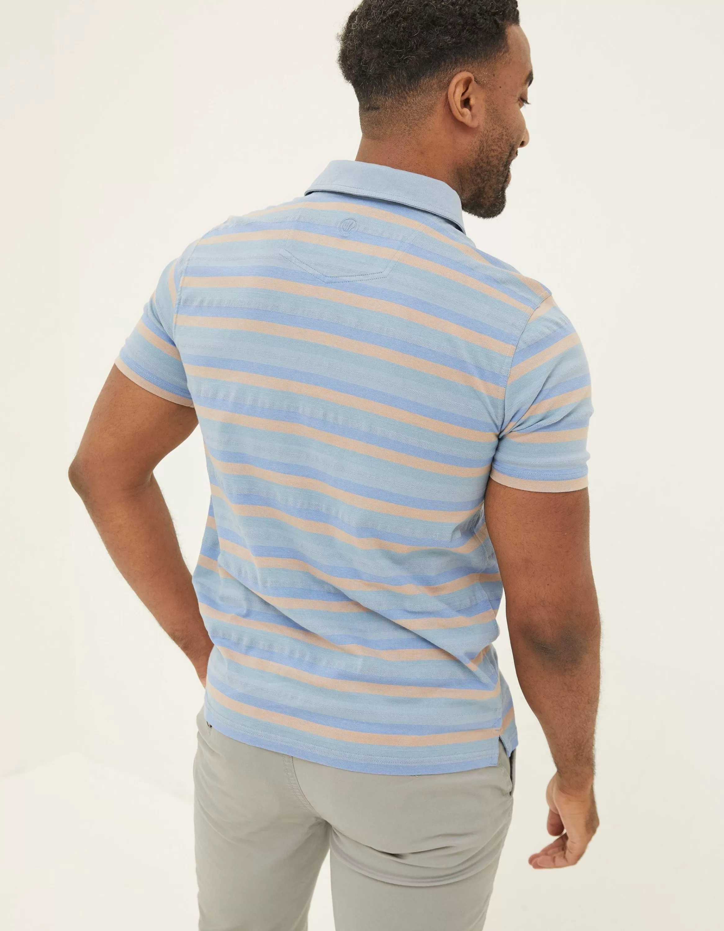 Flash Sale FatFace Harlyn Textured Stripe Polo Chambray Blue