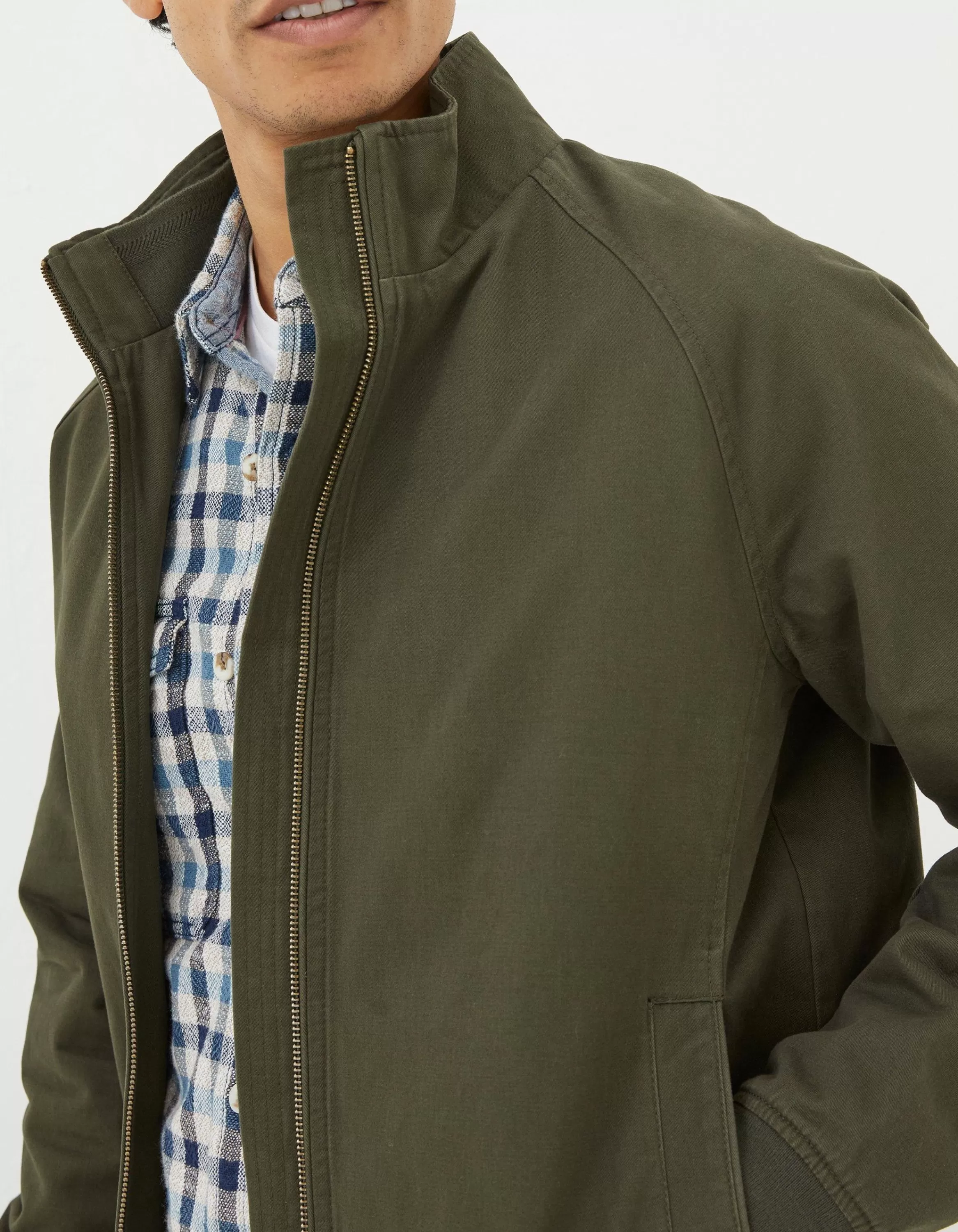 Shop FatFace Harrington Bomber Jacket Dark Green