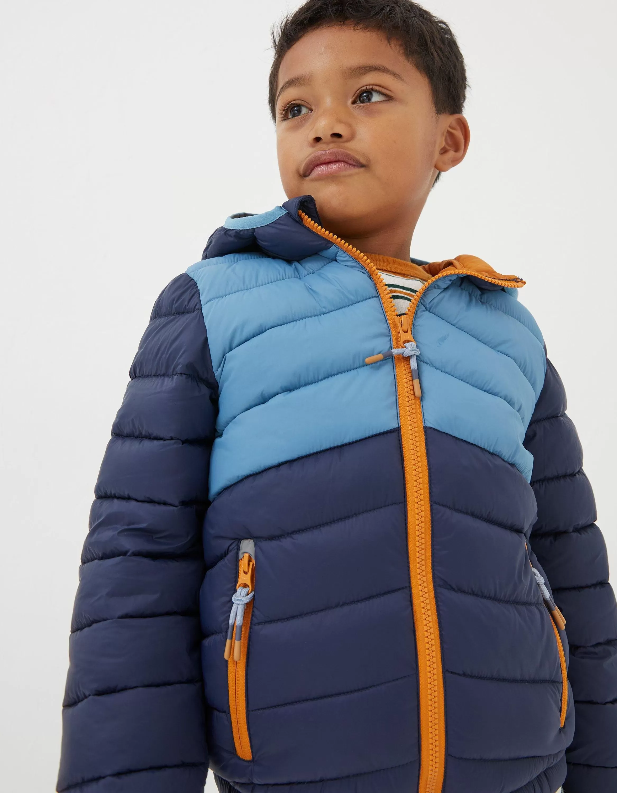 Cheap FatFace Harry Colour Block Padded Jacket Navy