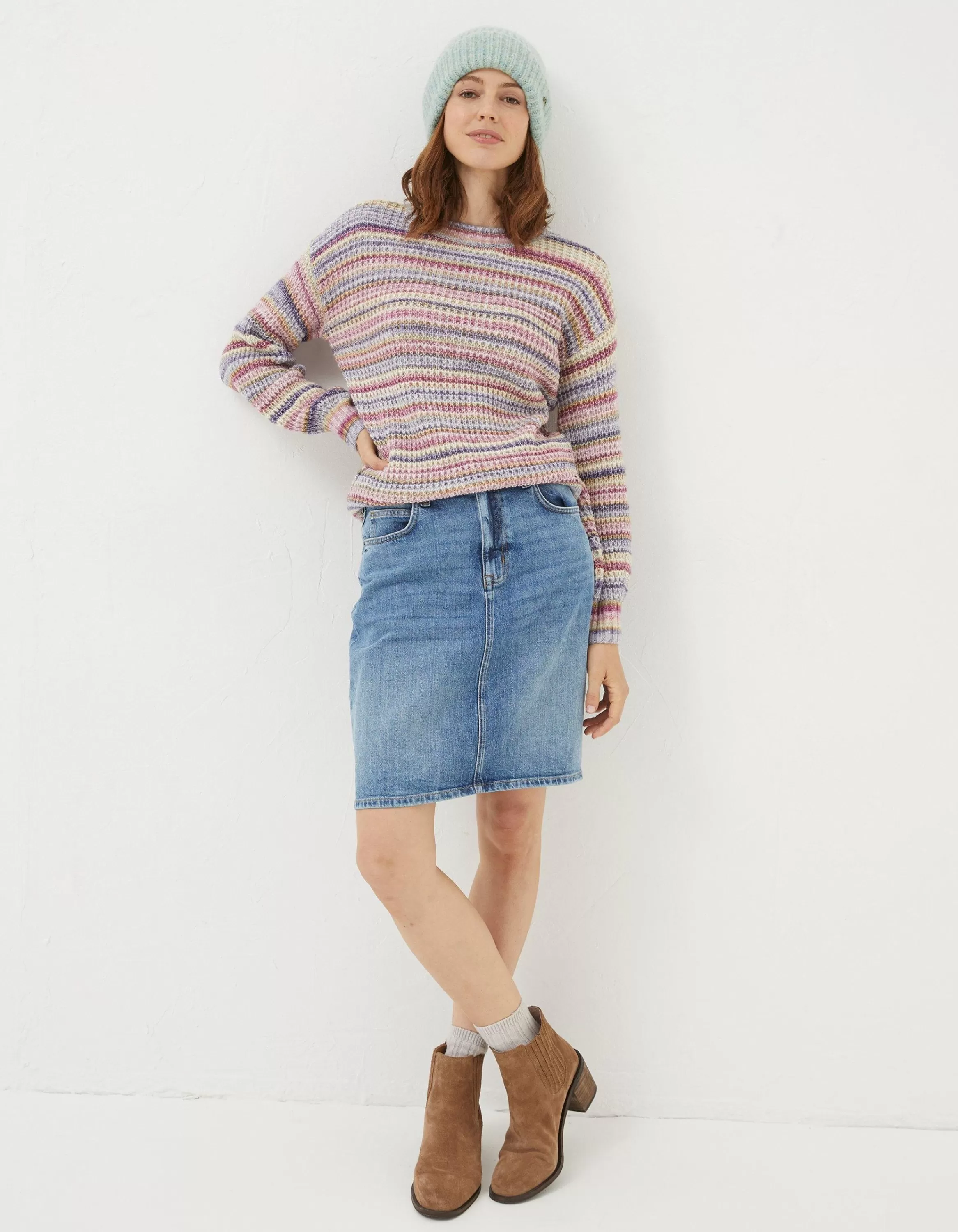 Best FatFace Hattie Denim Skirt Washed Blue