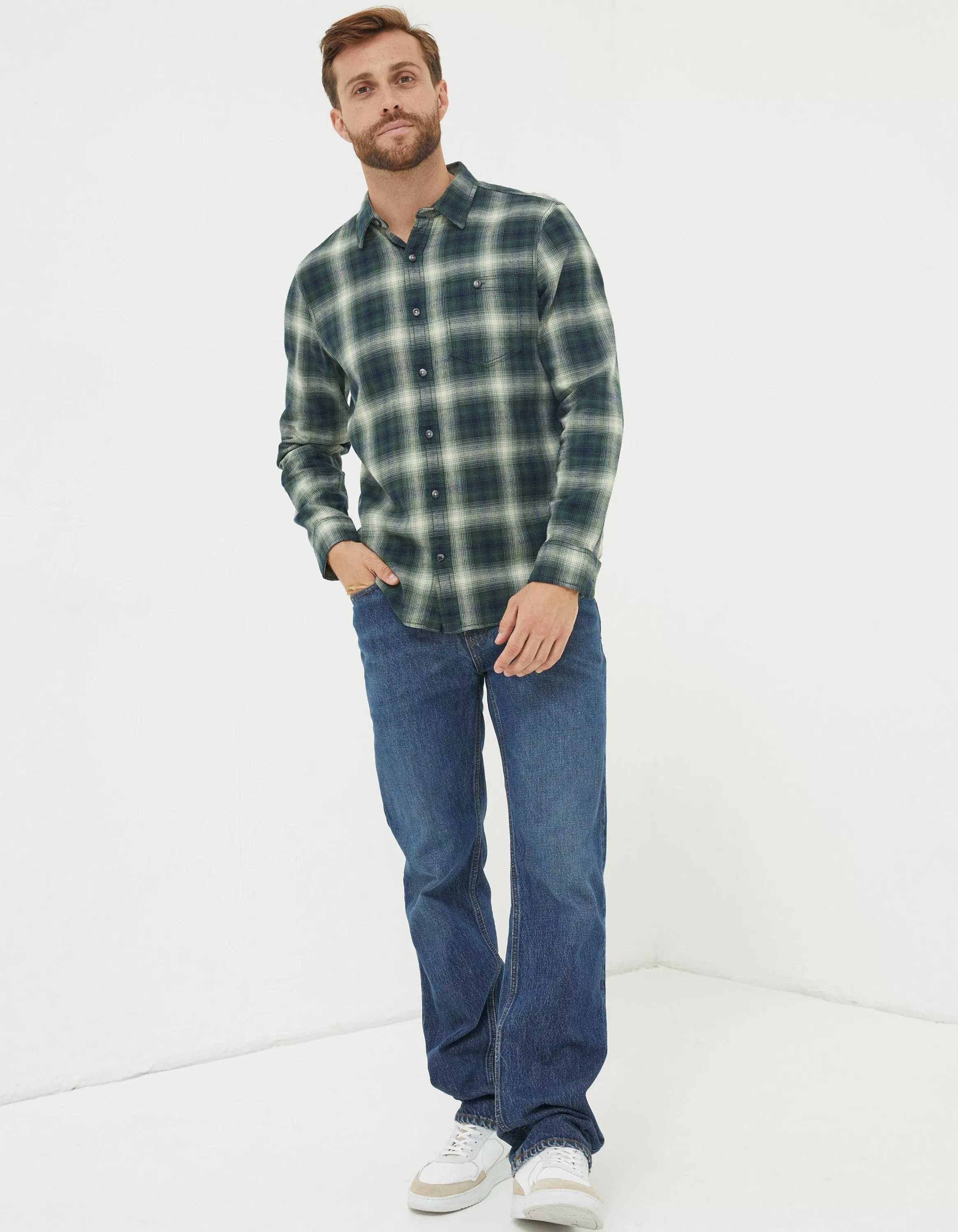 Best Sale FatFace Hawkson Check Shirt Dark Green