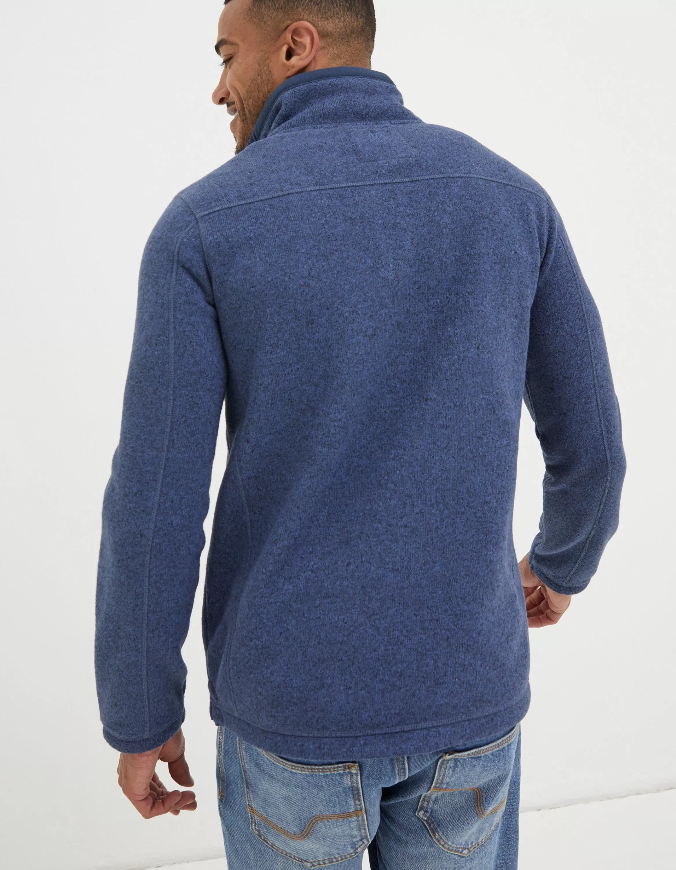 Sale FatFace Haxby Fleece Half Neck Sweatshirt Navy Marl