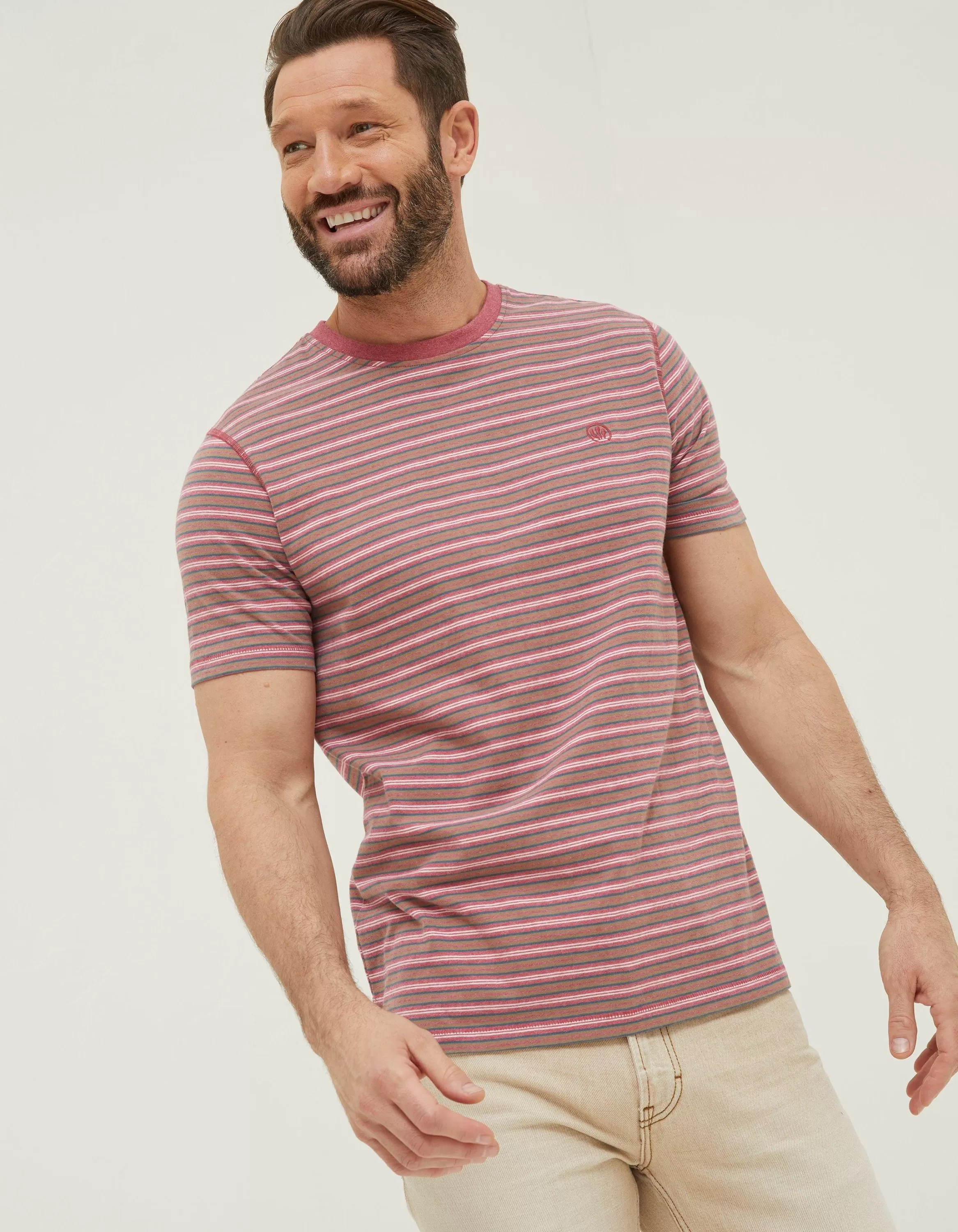 Flash Sale FatFace Haywood Stripe T-Shirt Rose Pink