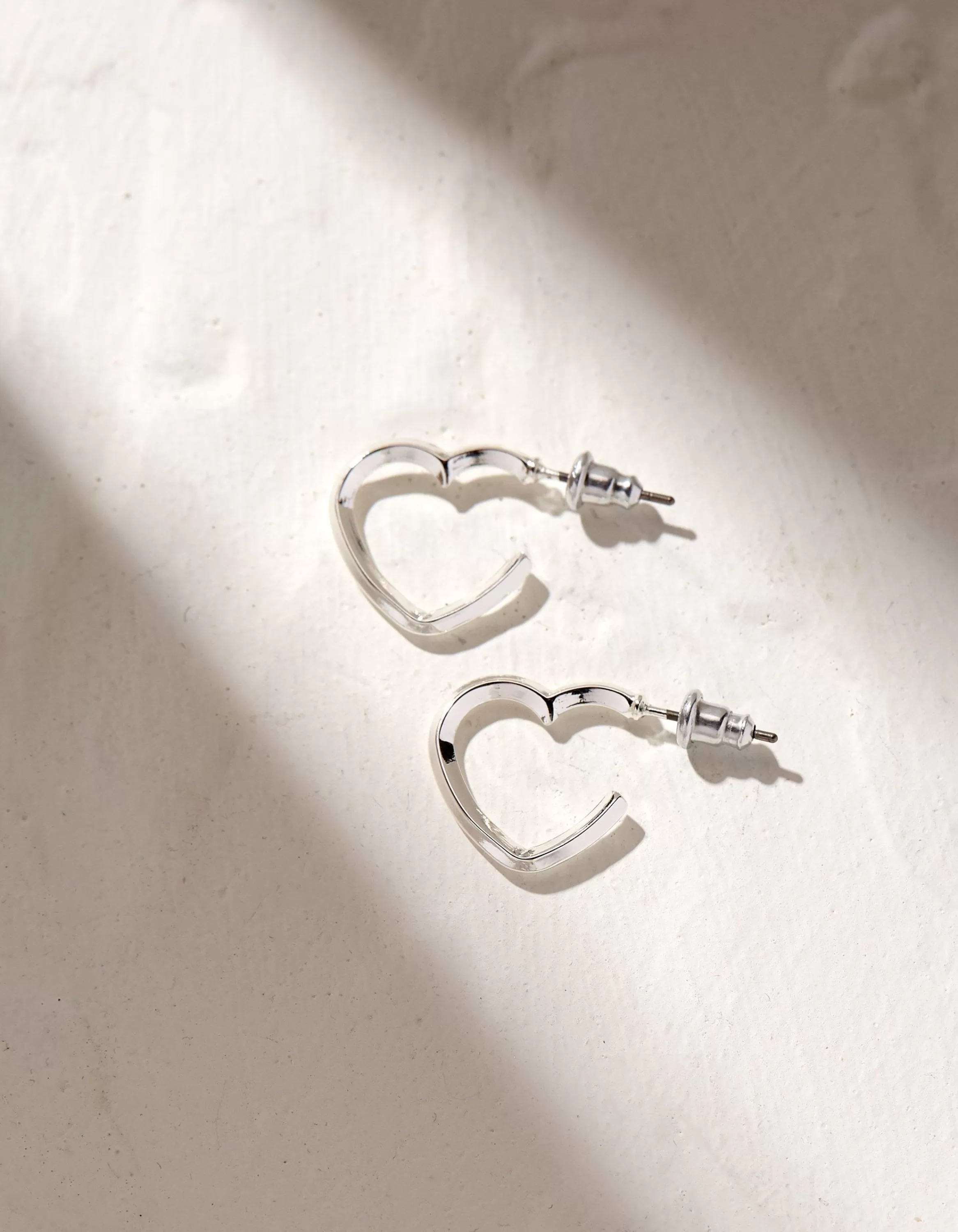 Outlet FatFace Heart Hoops Silver