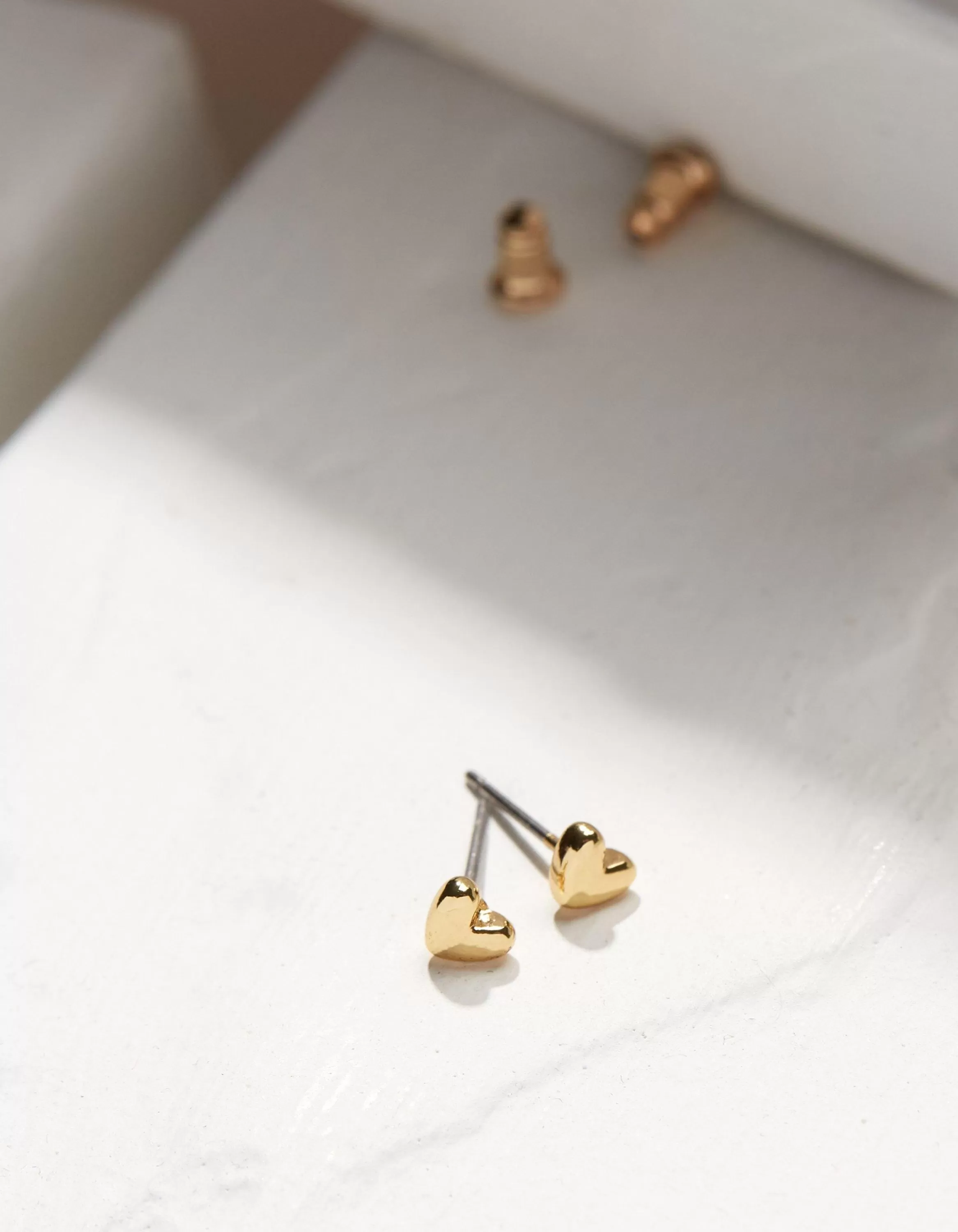 Shop FatFace Heart Studs Gold