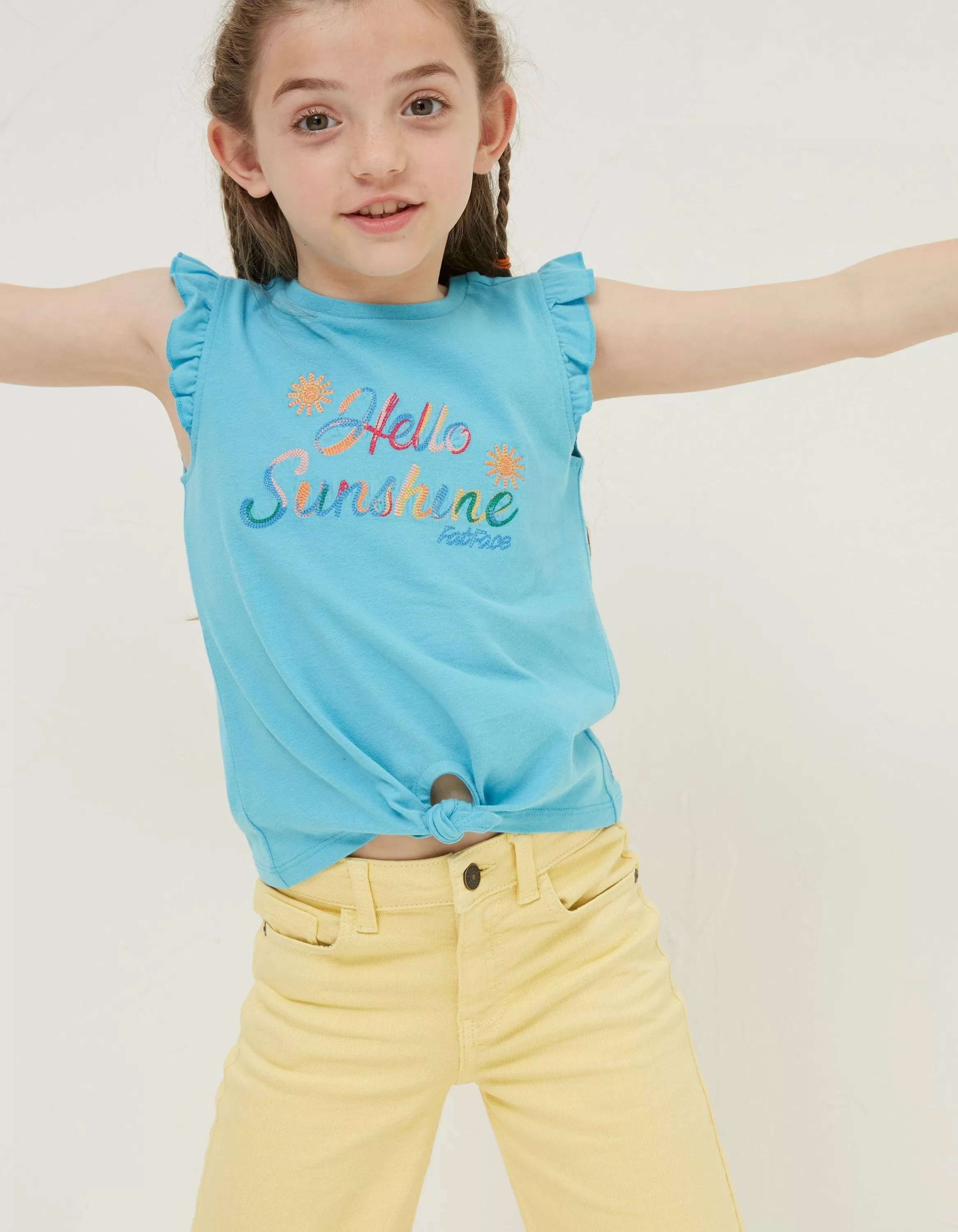 Online FatFace Hello Sunshine Graphic T Shirt Bright Blue