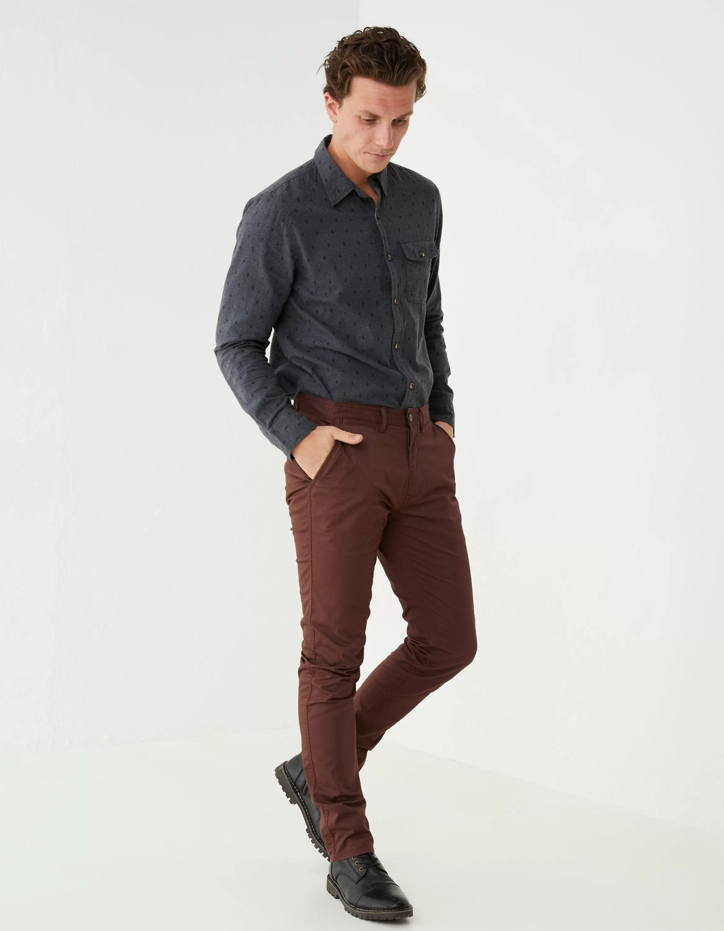 Clearance FatFace Heyshott Slim Stretch Chino Dark Brown