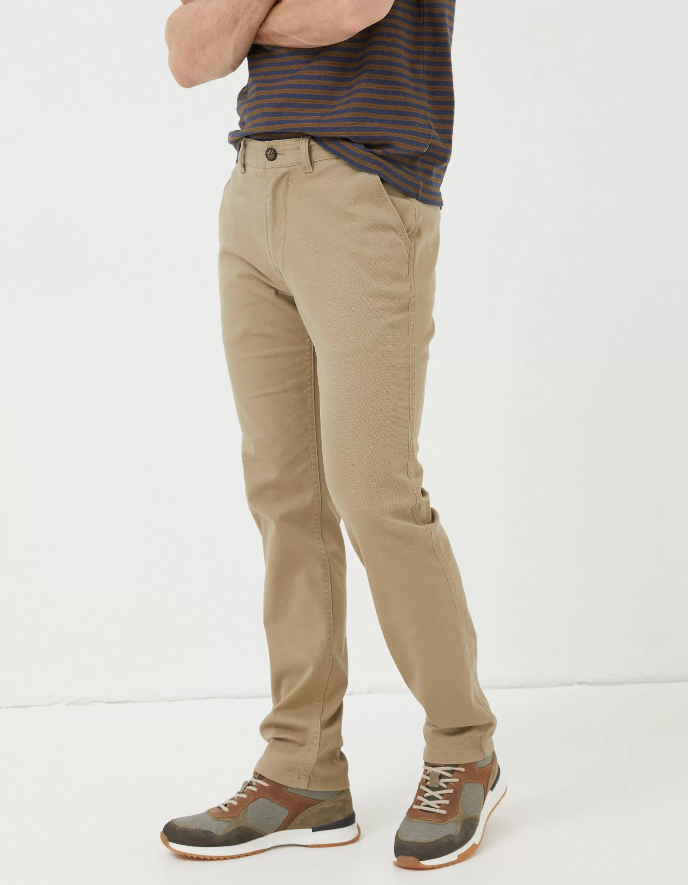 New FatFace Heyshott Slim Textured Chinos Dark Stone