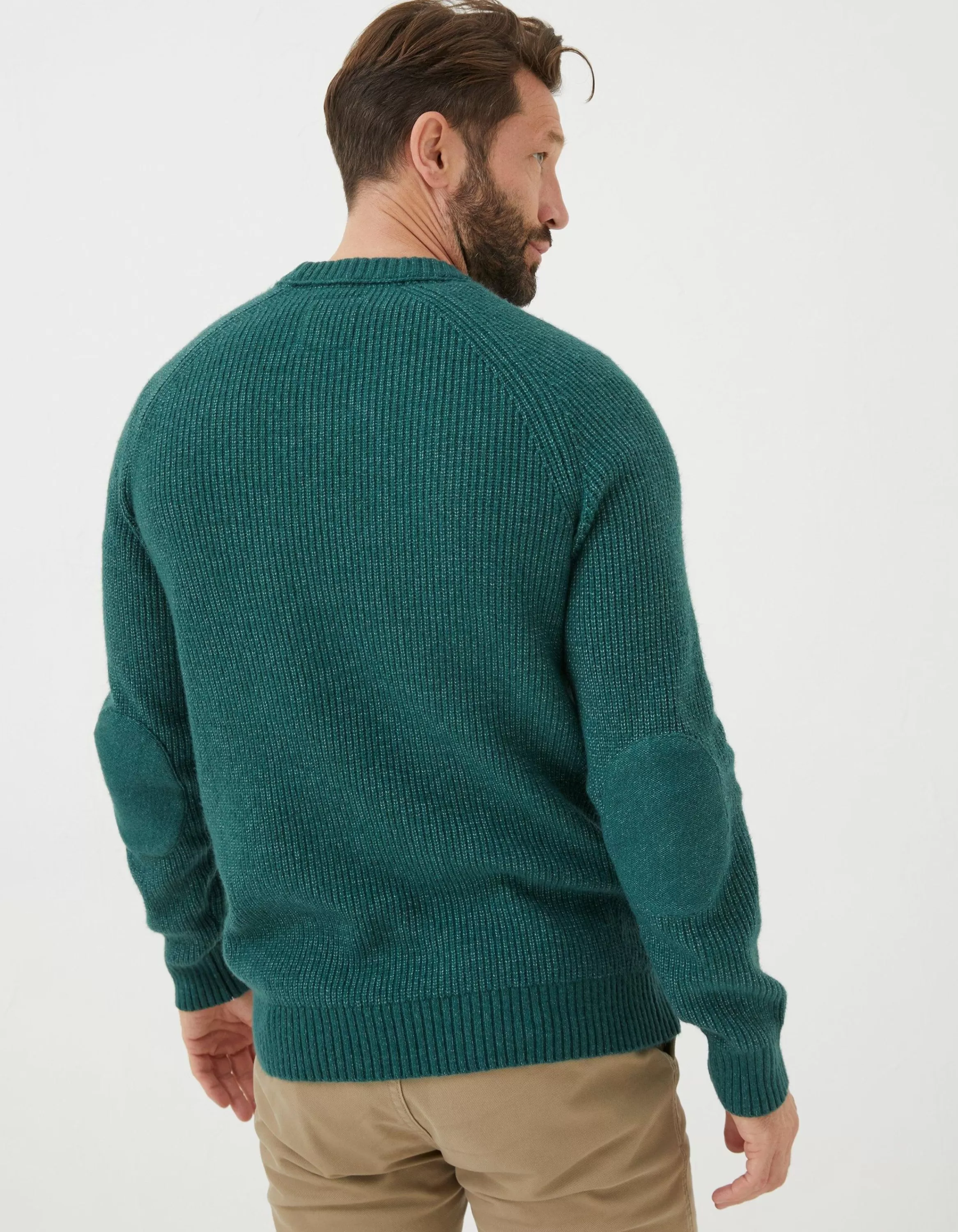 Cheap FatFace Hinton Crew Neck Jumper Jade Green