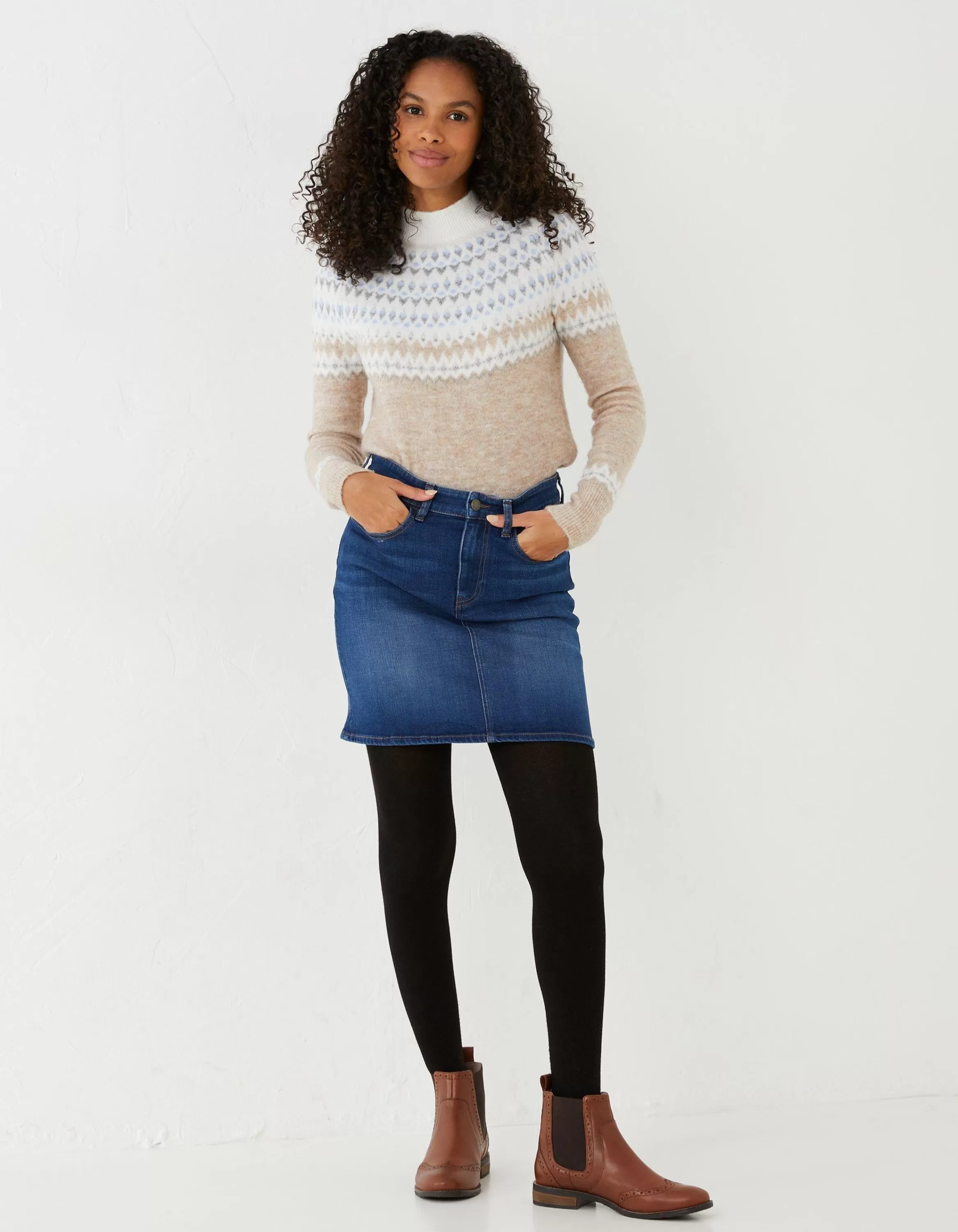 Best FatFace Hope Denim Skirt Mid Blue