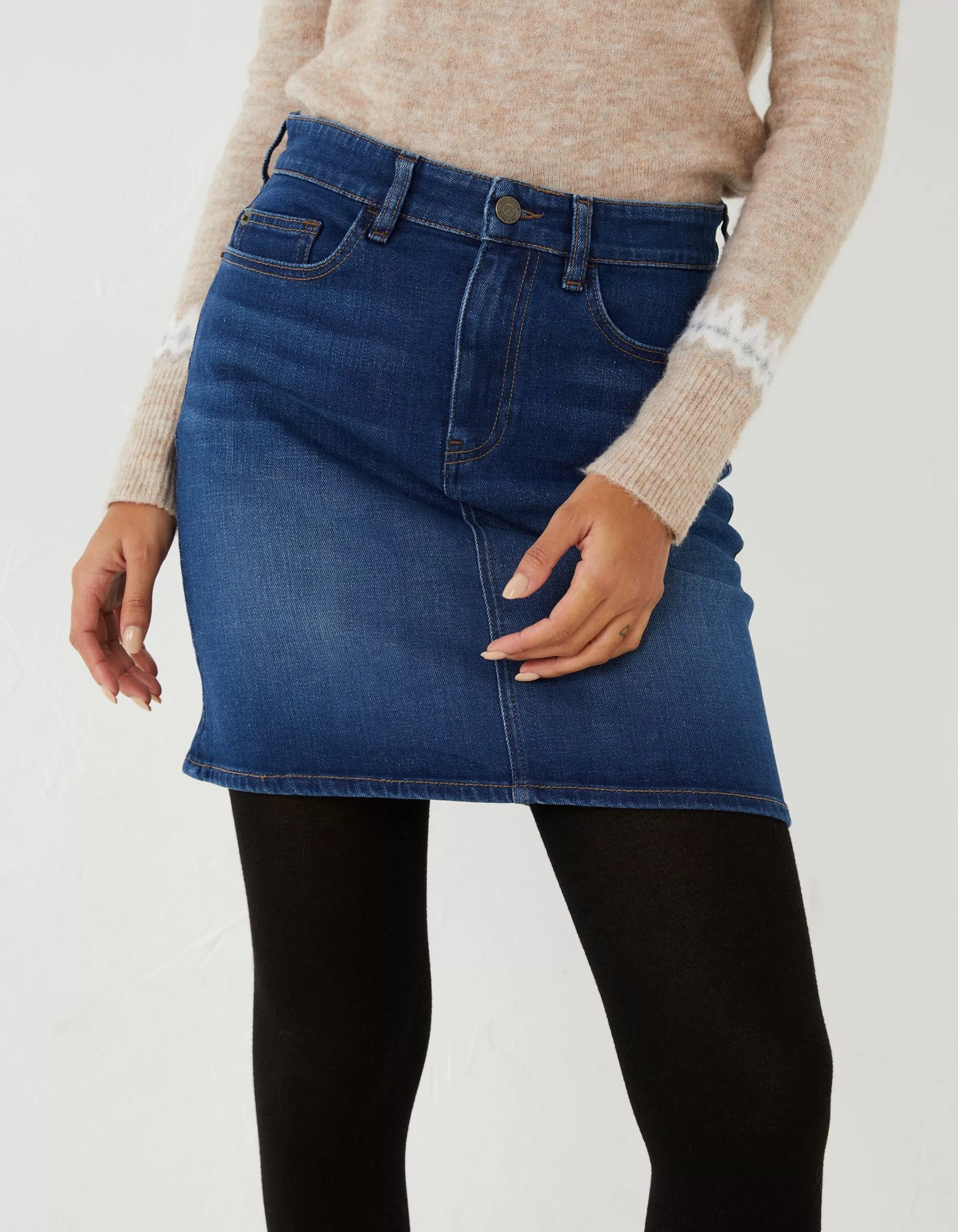 Best FatFace Hope Denim Skirt Mid Blue