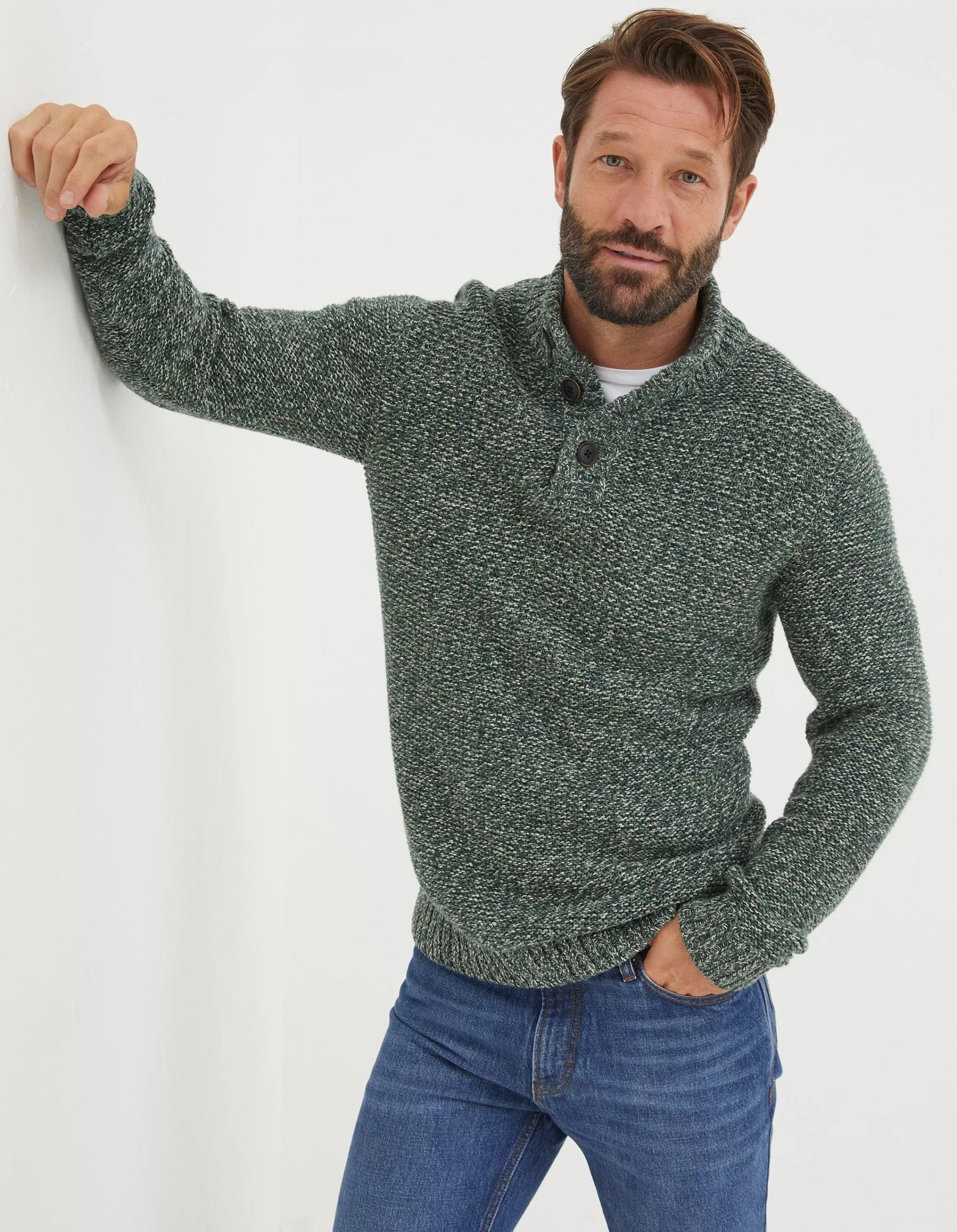 Outlet FatFace Hove Half Neck Jumper Green